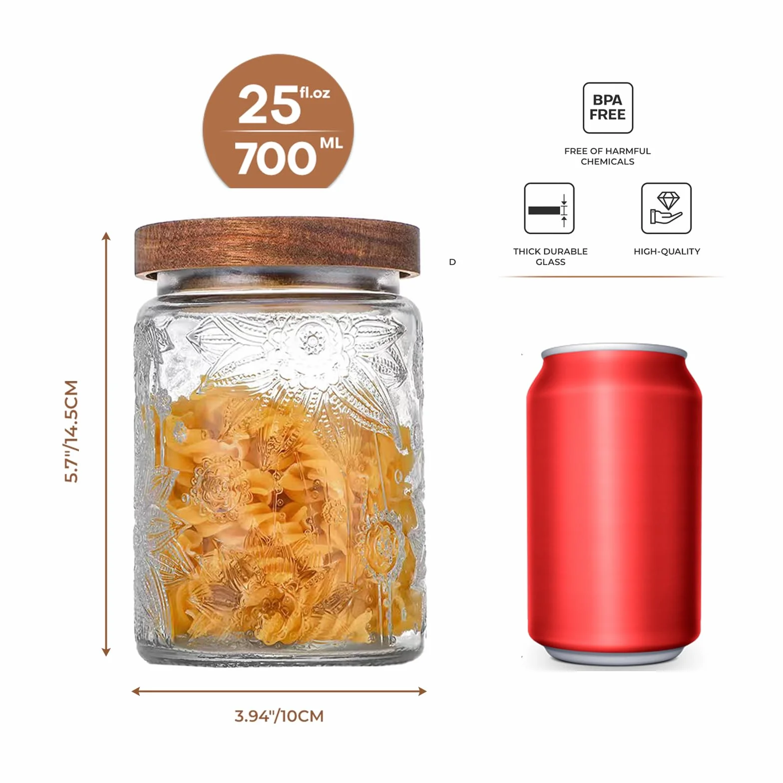 Adodeen Tarro de cristal con tapa