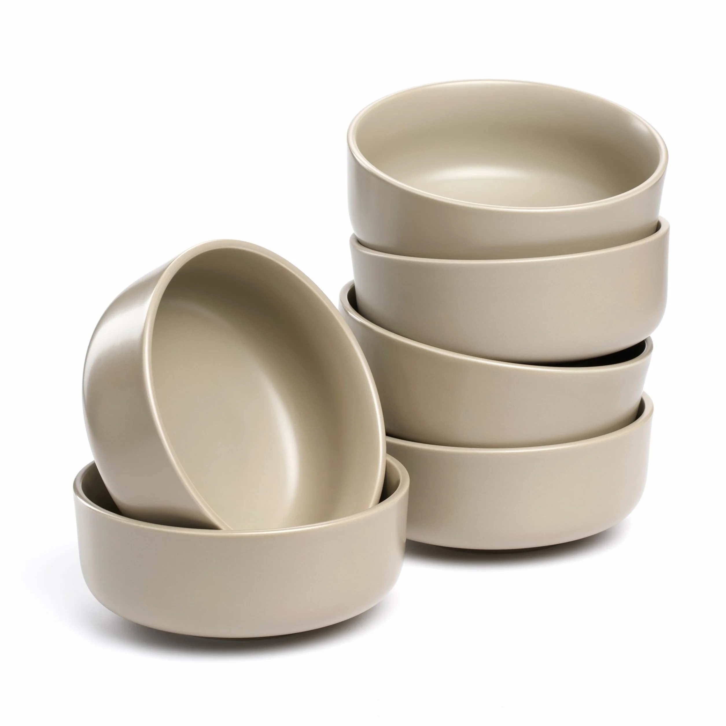 LEONARDO HOME Juego de 6 cuencos ROMA • Diámetro 15,7 cm • Apto para microondas y lavavajillas • Apilable • Vajilla de cerámica para 6 personas • Cuenco de postre, superficie ligeramente mate • beige