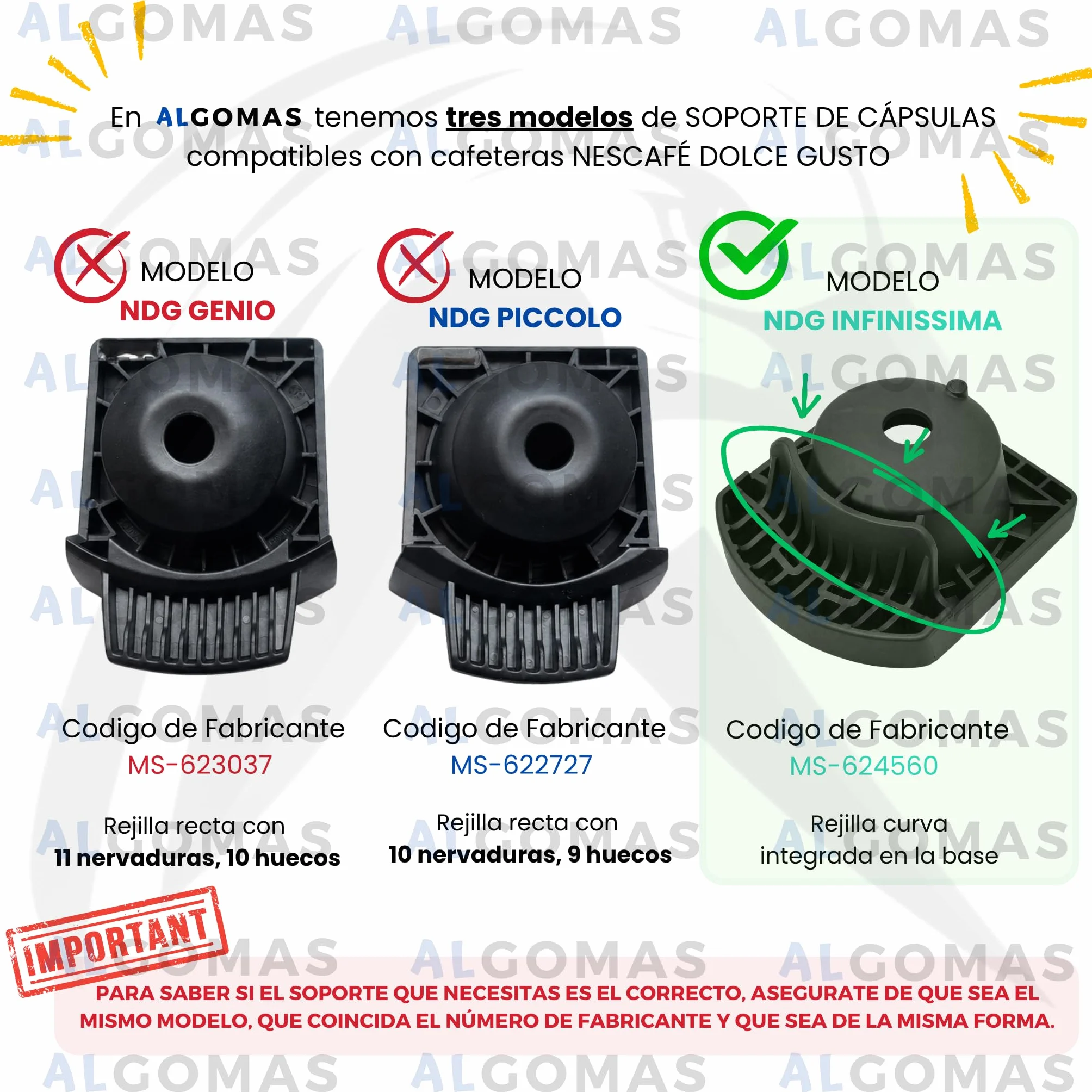 Soporte de Cápsulas MS-624560 Compatible con Nescafé Dolce Gusto Infinissima Negro para Cafeteras Krups y DeLonghi