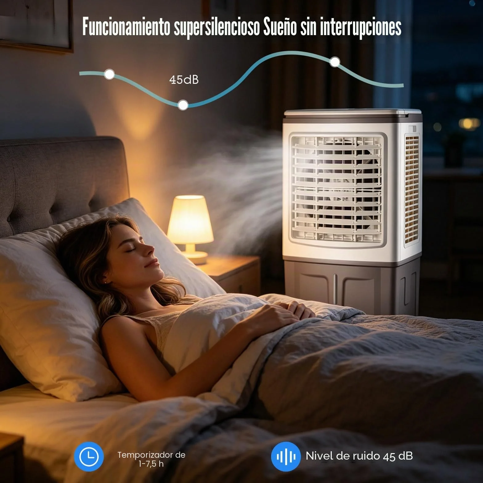 Climatizador Evaporativo 30L, Ventilador de Agua con Mando a Distancia y Acumuladores de Hielo, Potente Flujo de Aire, Enfriador Evaporativo Portátil para Grandes Espacios, Salón y Garaje