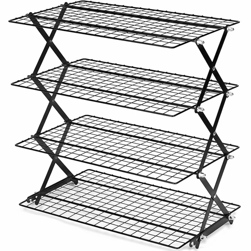 Estante de Almacenamiento Plegable para Exteriores de 4 Niveles con Diseño Ajustable para Aficionados y Principiantes en Repostería