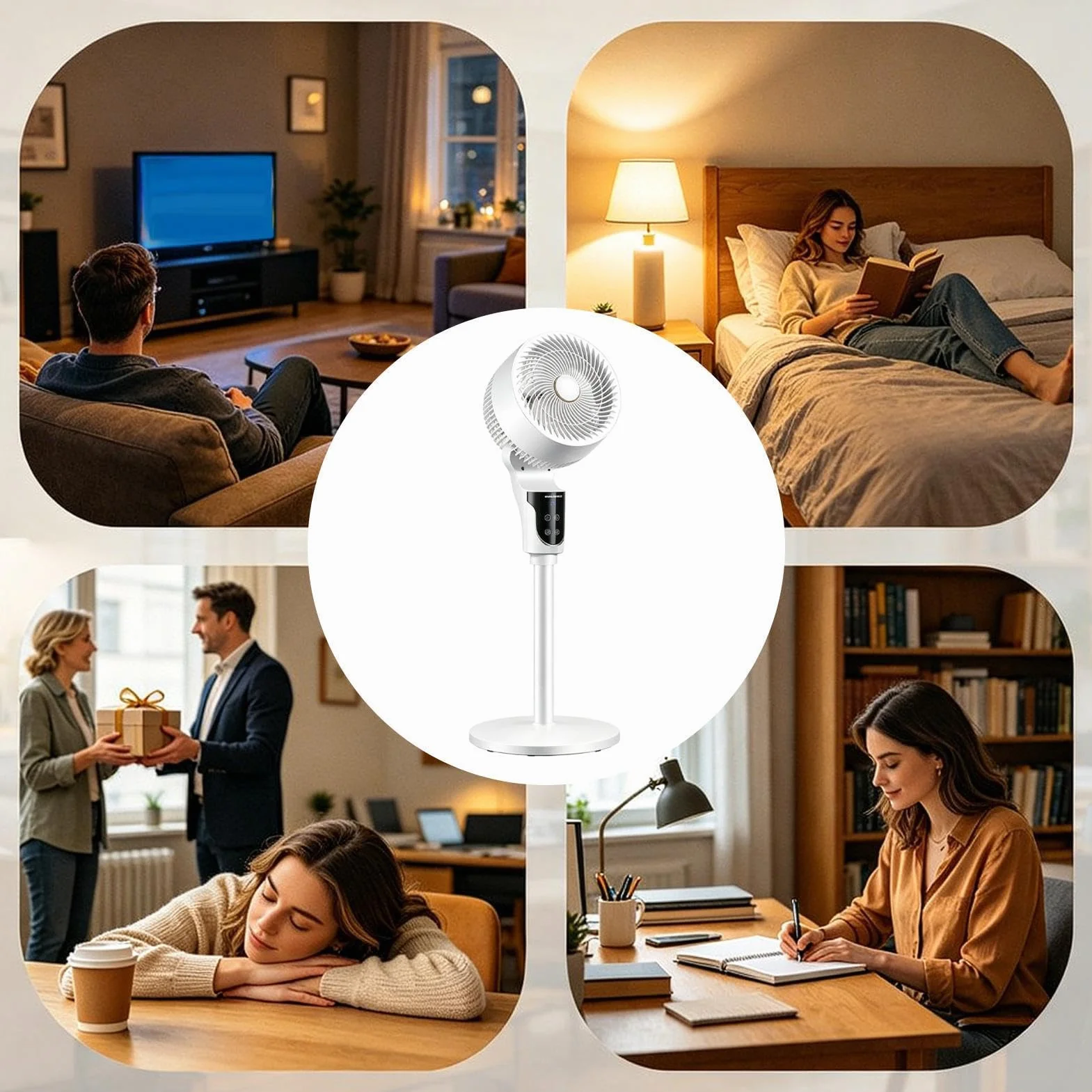 Genérico Ventilador Torre Para Habitación Altura Ajustable Ventilador | Circulador De Aire Silencioso Con Mando A Distancia Para Escritorio Cocina Dormitorio Suelo Habitación Hogar
