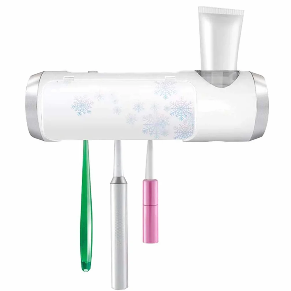 TJH Esterilizador con Soporte de Cepillo de Dientes UV, Rack de Secado de Cepillo de Dientes montado en la Pared, Caja de desinfección portátil para Cepillo de Dientes - Instalación sin Perforaciones