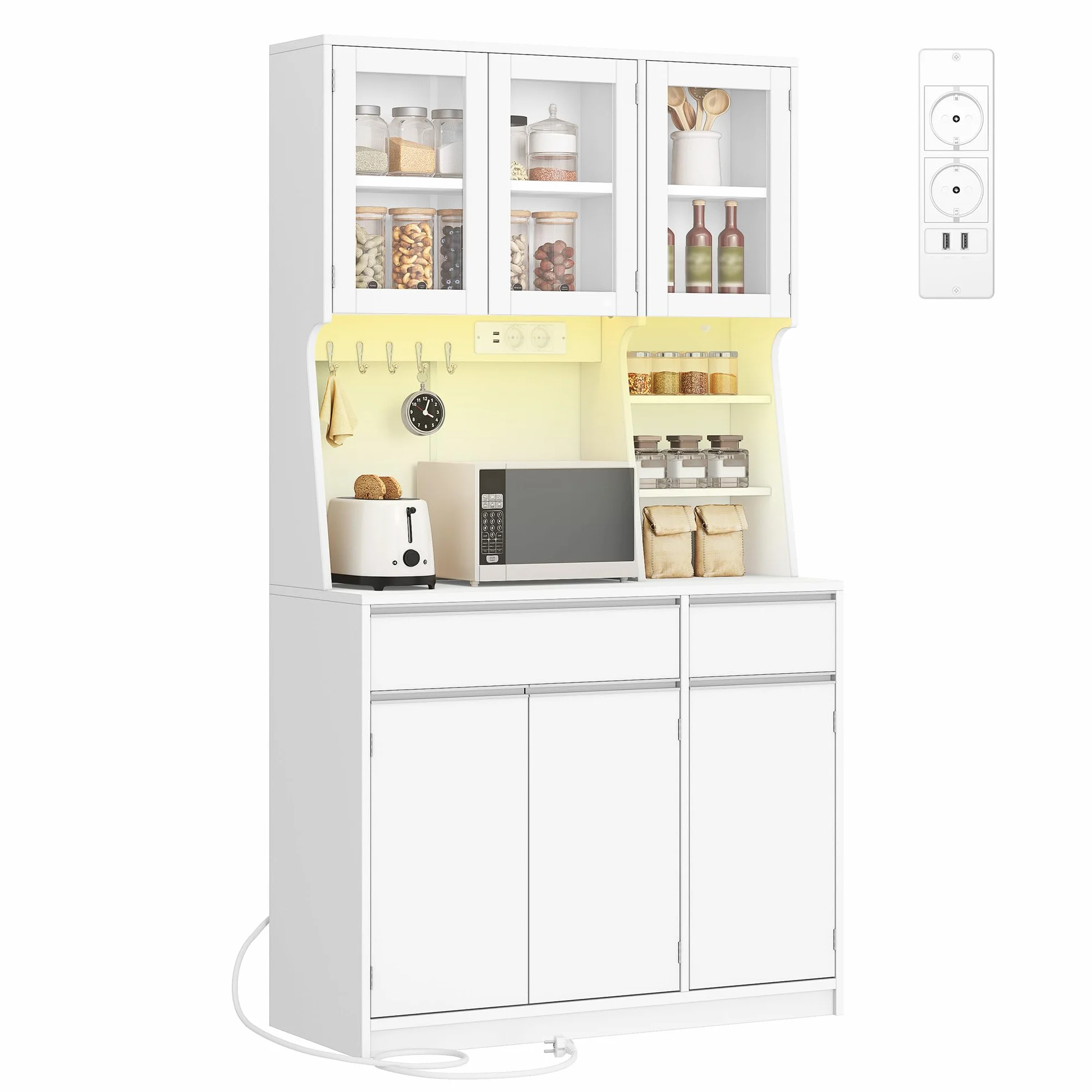 Alacena de Cocina con Luces LED 40x100x180cm Blanco