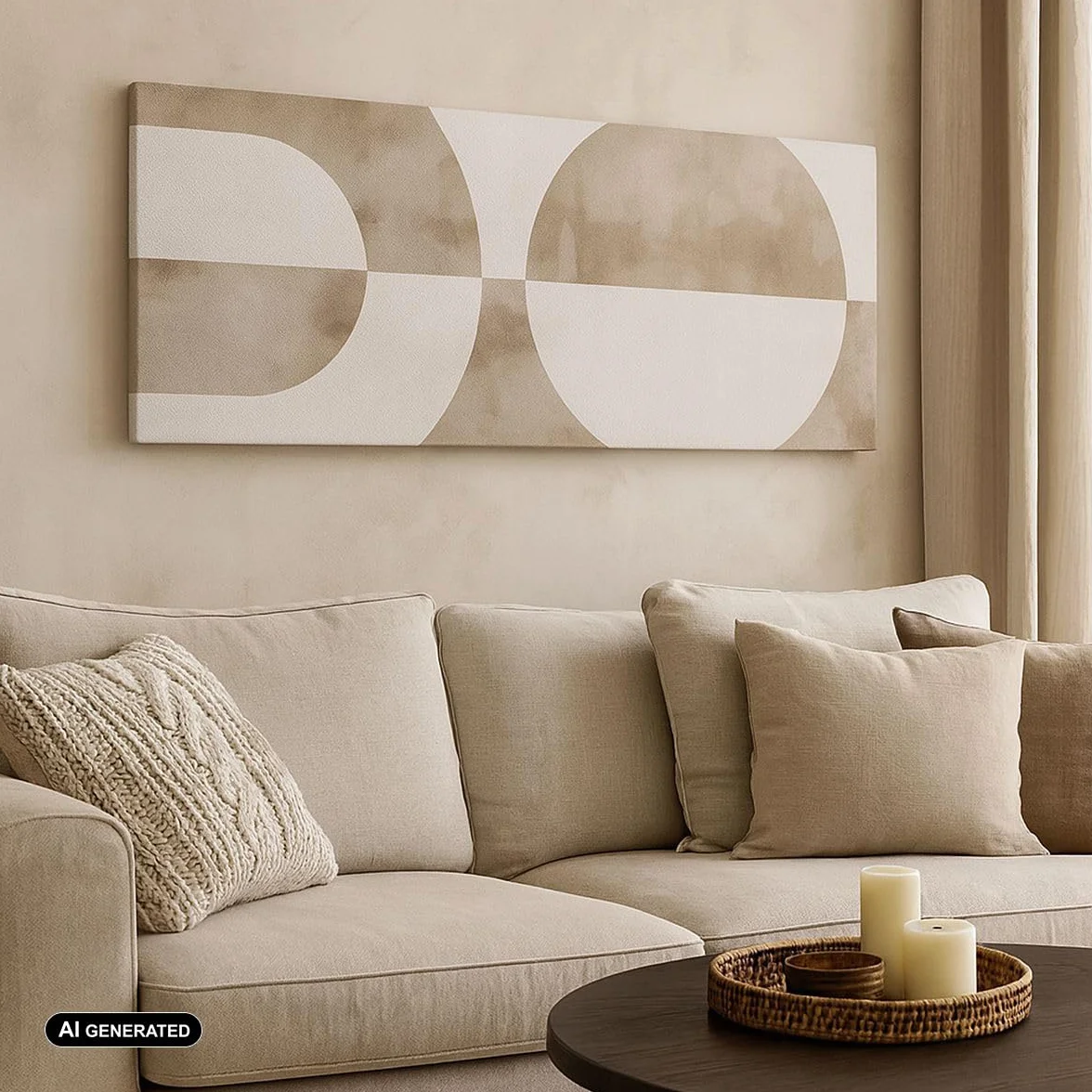 Cuadro Decorativo 160x50cm Moderno Panorámico Abstracto Pastel - 5488 | Minimalismo Brillante Formas Cuadro sobre Lienzo Grande Arte mural Decoración del Hogar Salón Dormitorio Cuadros de Pared