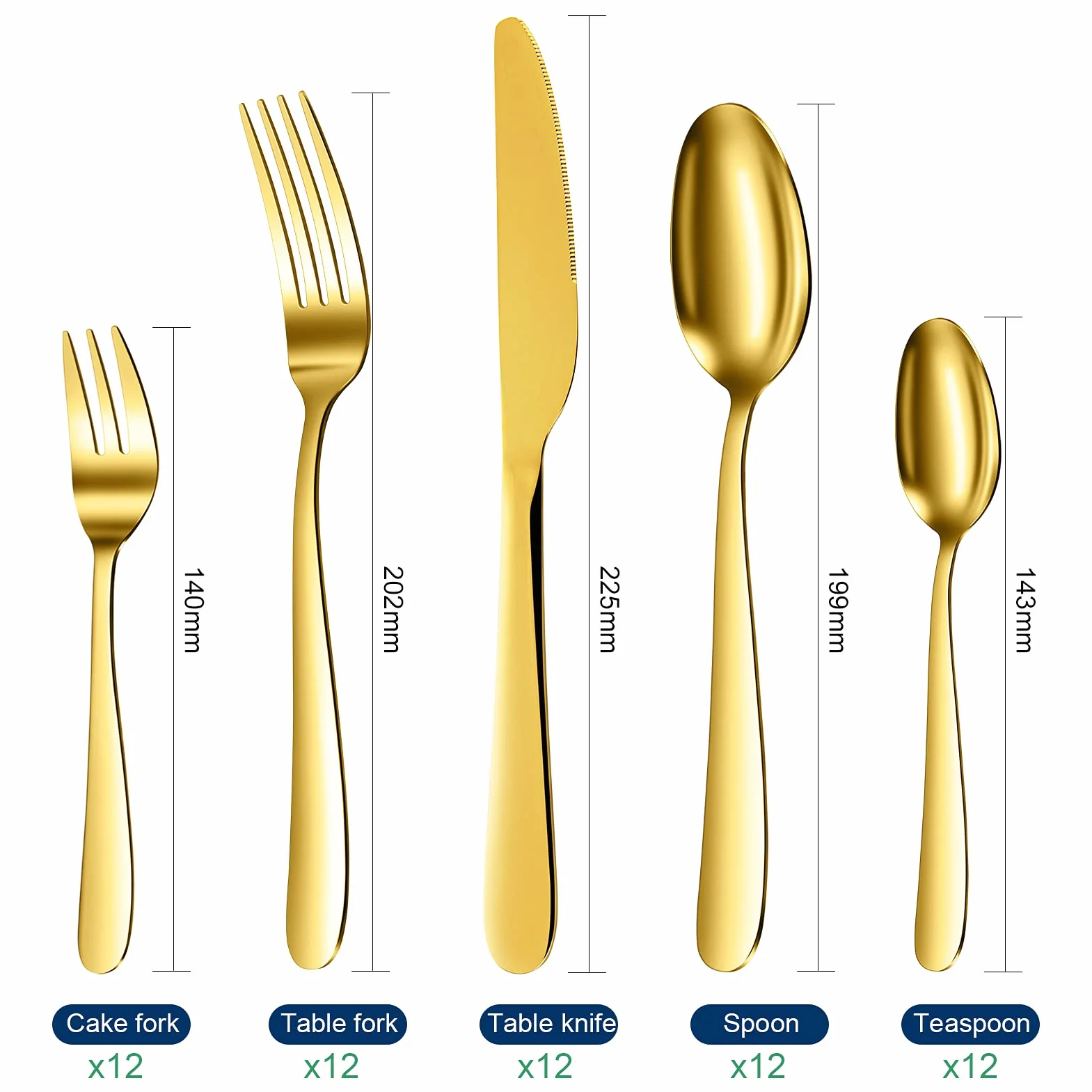 Garvee Set de cubiertos para 12 personas – 60 piezas de acero inoxidable – Incluye cuchillos, tenedores y cucharas – Resistente a la oxidación, apto lavavajillas – Acabado pulido brillante – Ideal