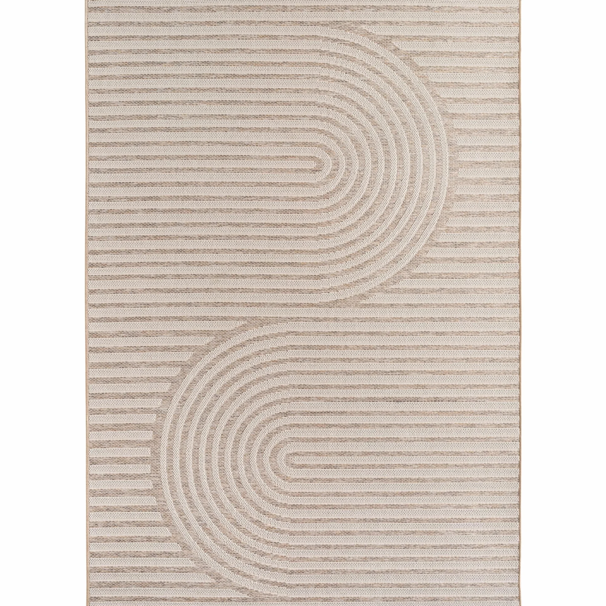 SIMPEX Alfombra Exterior Beige 240x340 cm Resistente a la Intemperie UV Fácil de Limpiar Diseño Escandinavo Boho para Cocina Balcón Terraza Jardín