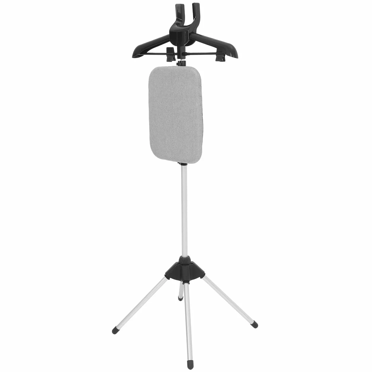 POPETPOP Soporte para Planchar Ropa Vapor, Perchero Plegable Tabla de Planchar Integrada, Altura Ajustable de 90-160cm, Base de Cuatro Patas Estable