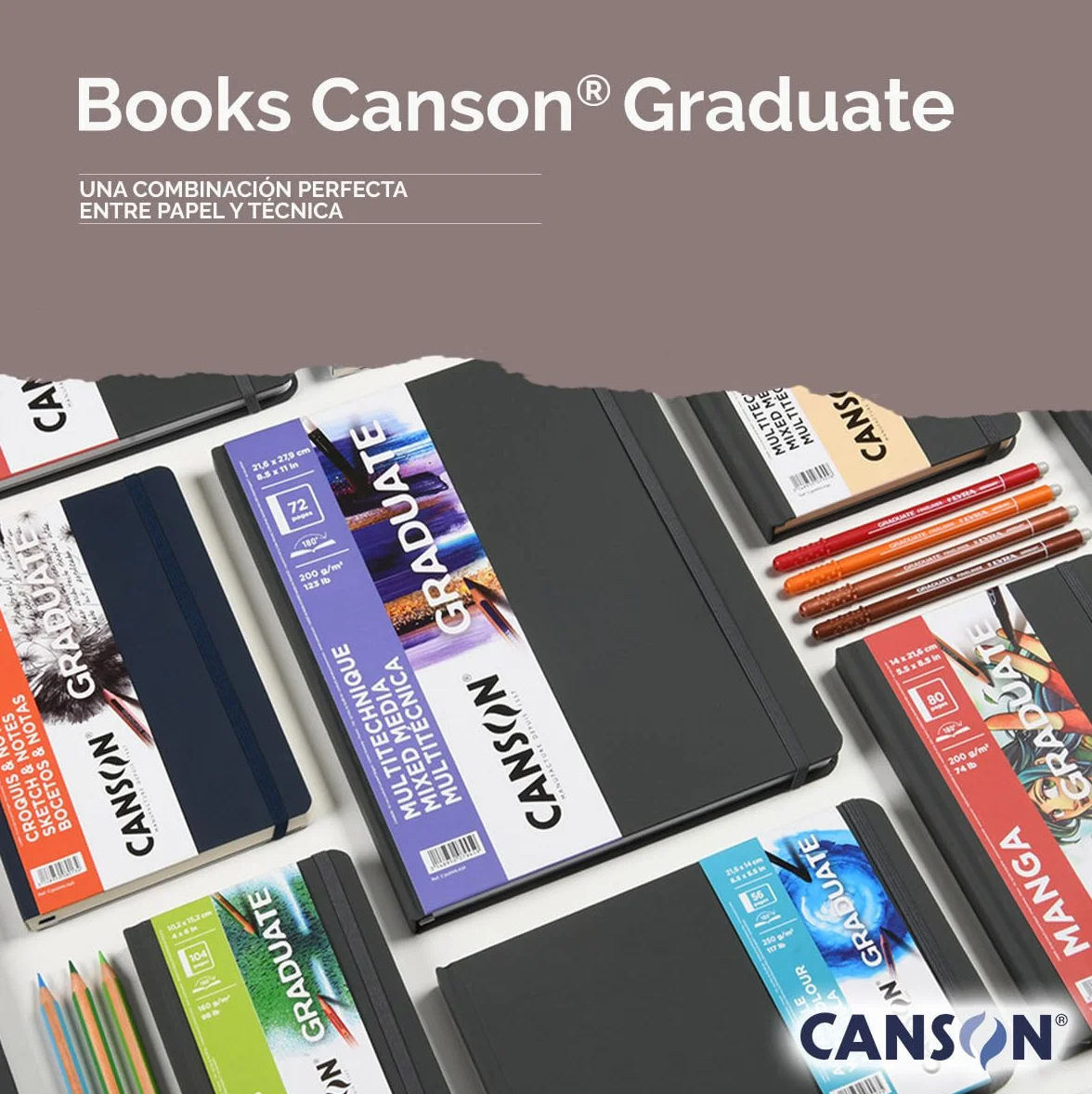 Canson Graduate Cuaderno de dibujo 250gsm 21,6x27,9cm Blanco 56 hojas tapa dura