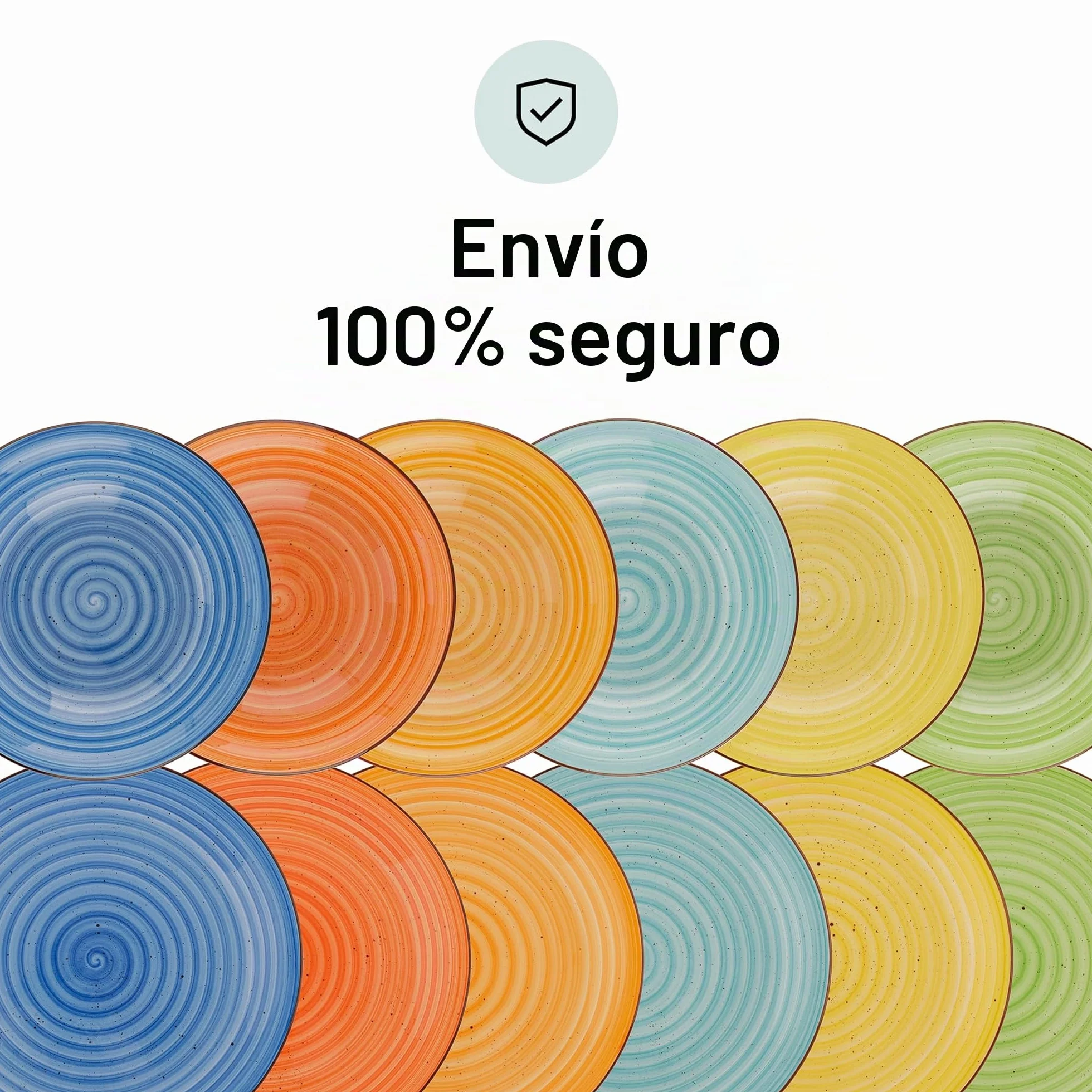 Baroni Home Juego de 18 Platos de porcelana y gres, Vajilla para 6 personas, Set Completo, Conjunto de Platos planos, hondos y platillos para postre, Fantasía Colores