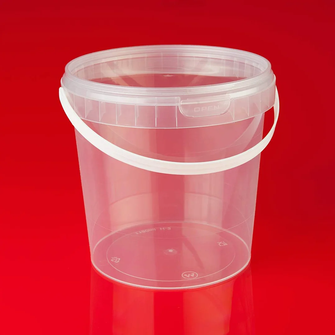 48 cubos de 1 l con tapa, de plástico transparente, aptos para alimentos