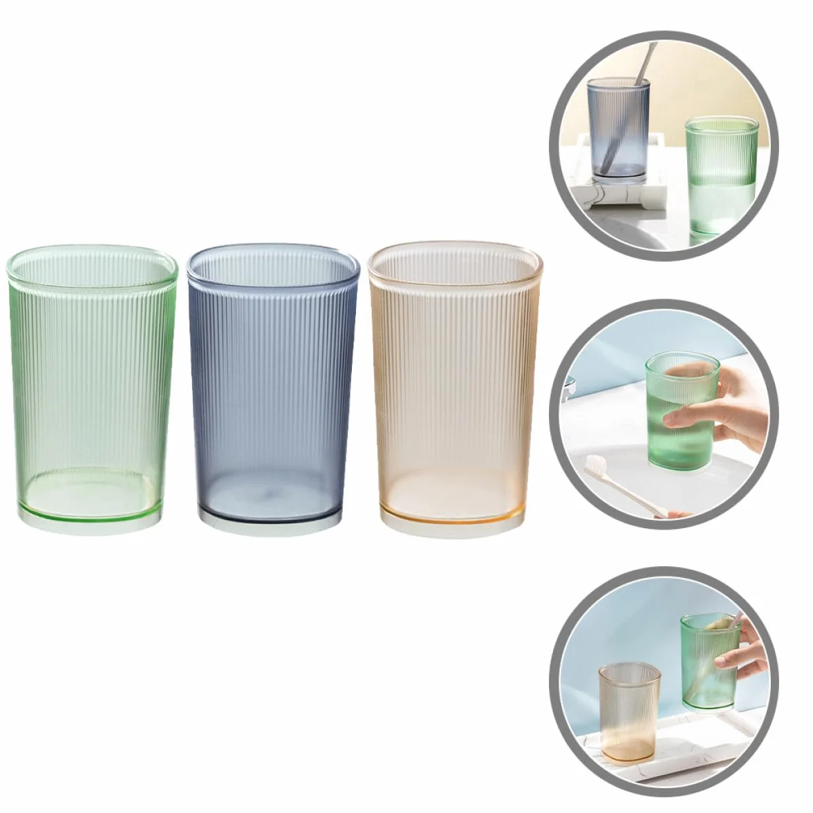 Vasos para Cepillos de Dientes 500ml, Pet Resistente, Apilable, Acabado Mate, 3 Piezas