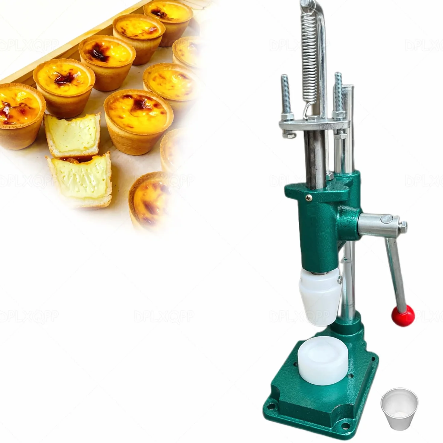 Máquina para hacer tartas de huevo y prensa para hornear, juego completo de formación manual para tartas de huevo, tazas de pudín, conchas rellenas y pastelería, palanca para resultados profesionales