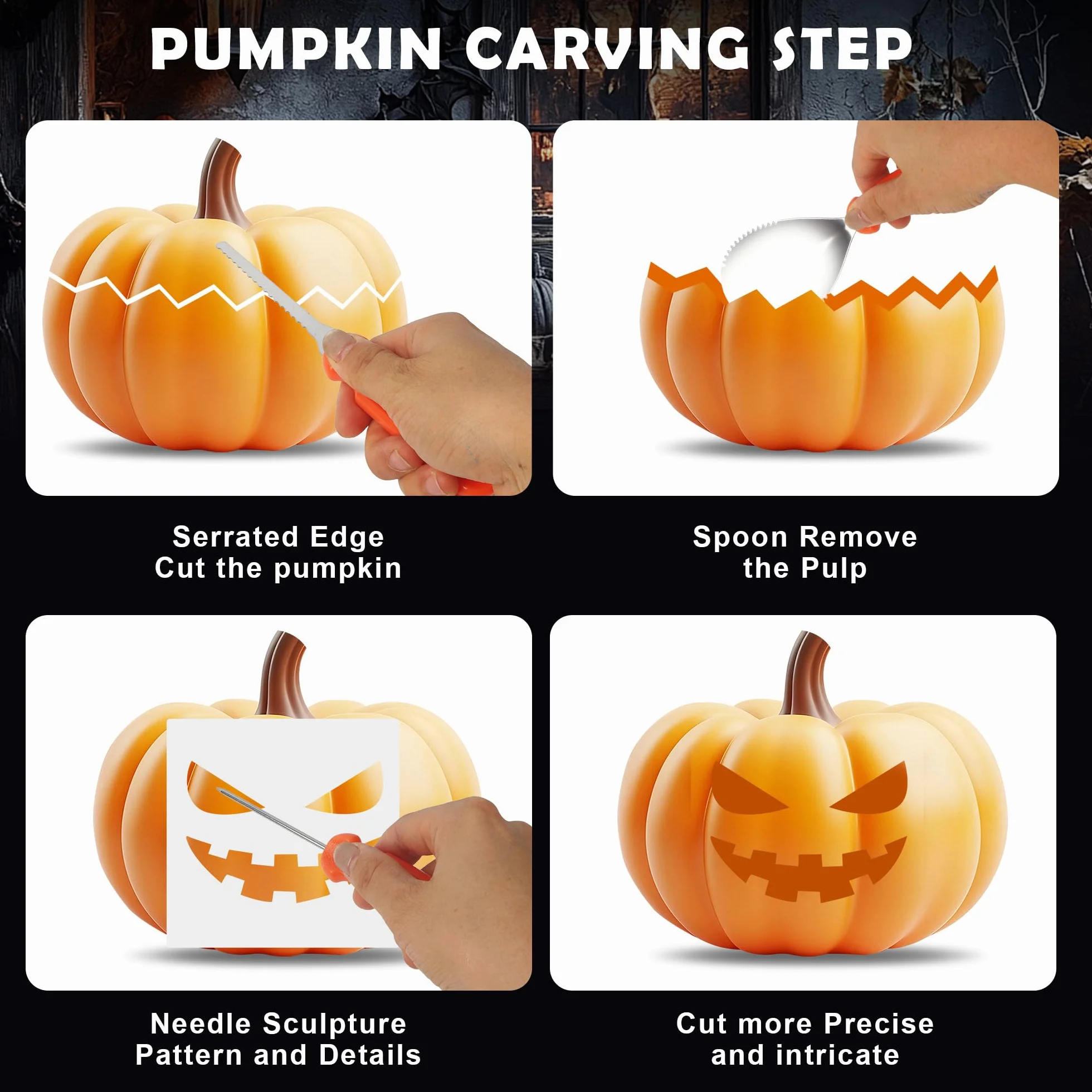 Halloween Pumpkin Carving Kit 20 Pieces con Plantillas para Tallar Calabazas