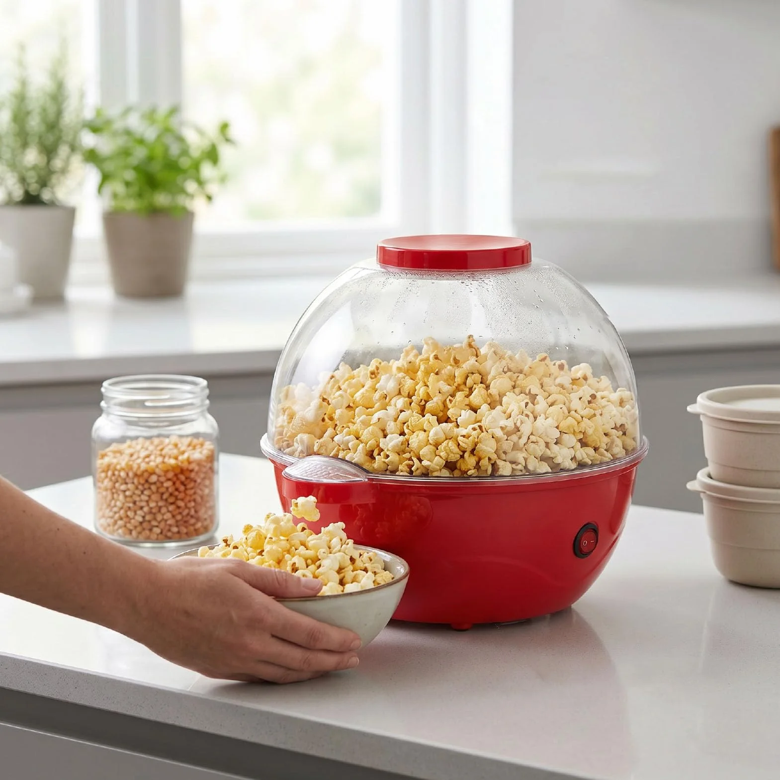 Haofy Popper Eléctrico para Palomitas de Maíz, 500 W, Agitación Automática, 2,5 L, Hervidor Antiadherente, Doble Mantequilla, Derretimiento Rápido, 4 Minutos para Aperitivos (Enchufe europeo 220V)