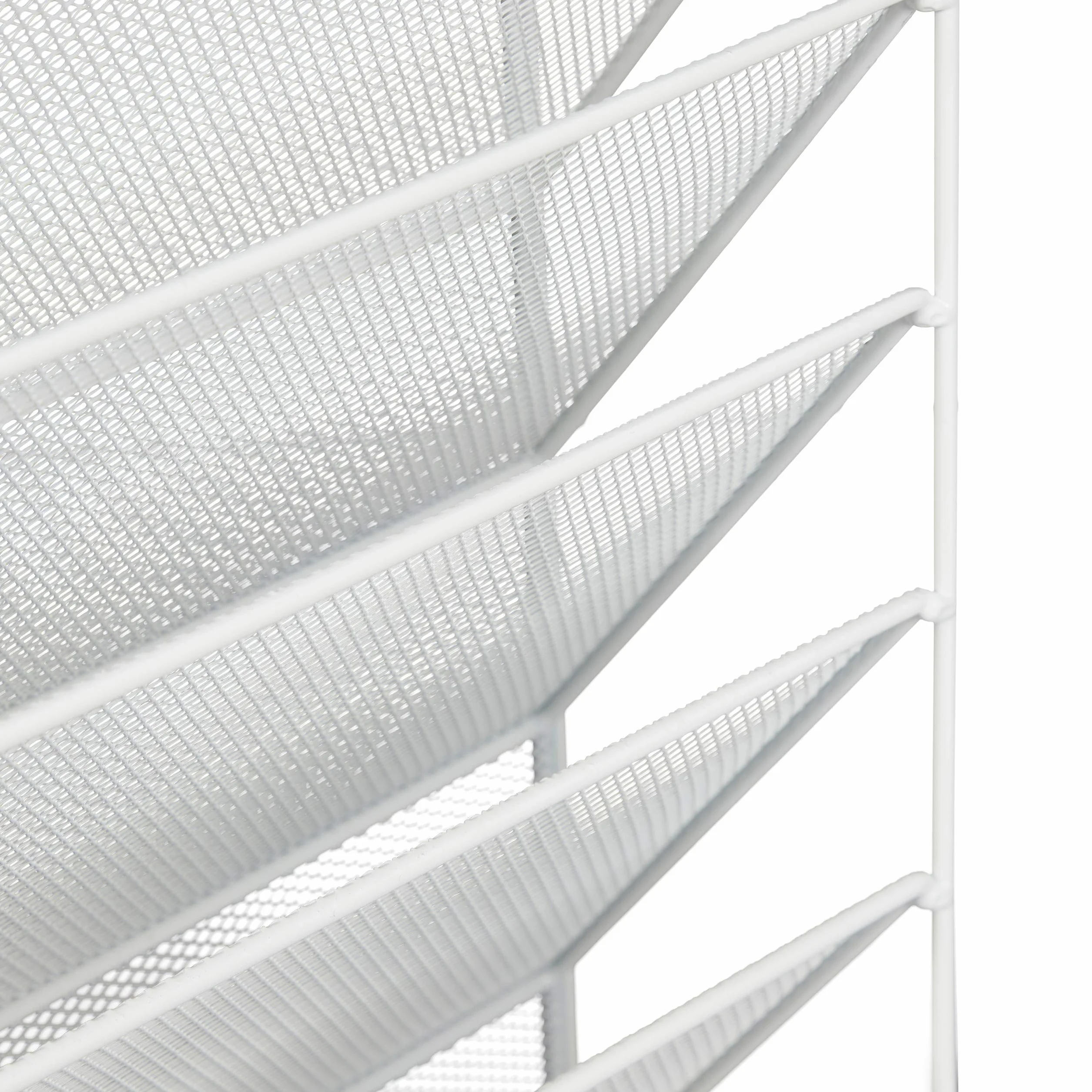Relaxdays Revistero de Pared, Formato A4, 5 Compartimentos, Metal, Organizador Revistas, 40,5 x 32,5 x 10,5 cm, Blanco