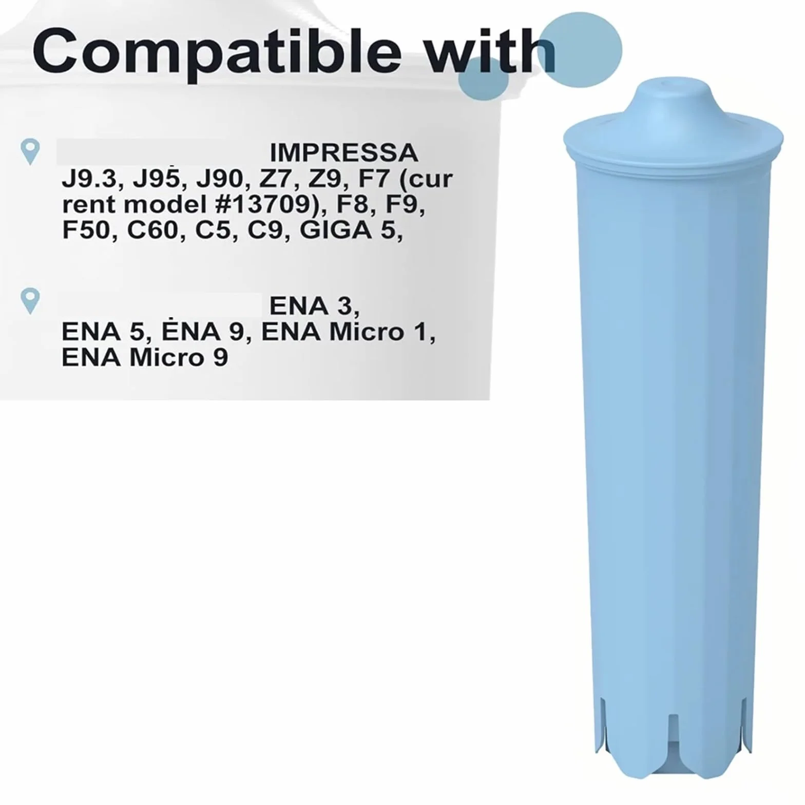Filtro de agua, compatible con Jura, 67007 71311 71312 | Serie ENA, plástico apto para alimentos, carbón activado, resina de intercambio iónico(2pcs)
