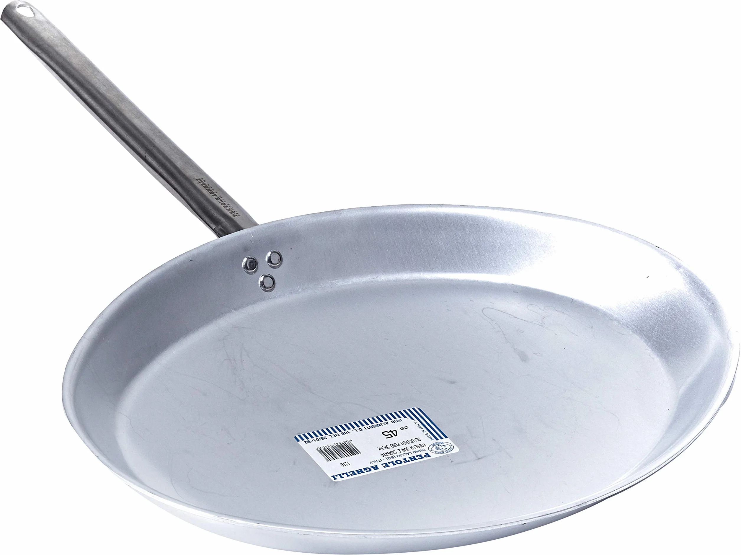 Agnelli ALMA121B45 Bandeja Ovalada avellanada para Pescado con Mango Tubular de Acero Inoxidable, Aluminio Profesional de 3 mm, 45 cm