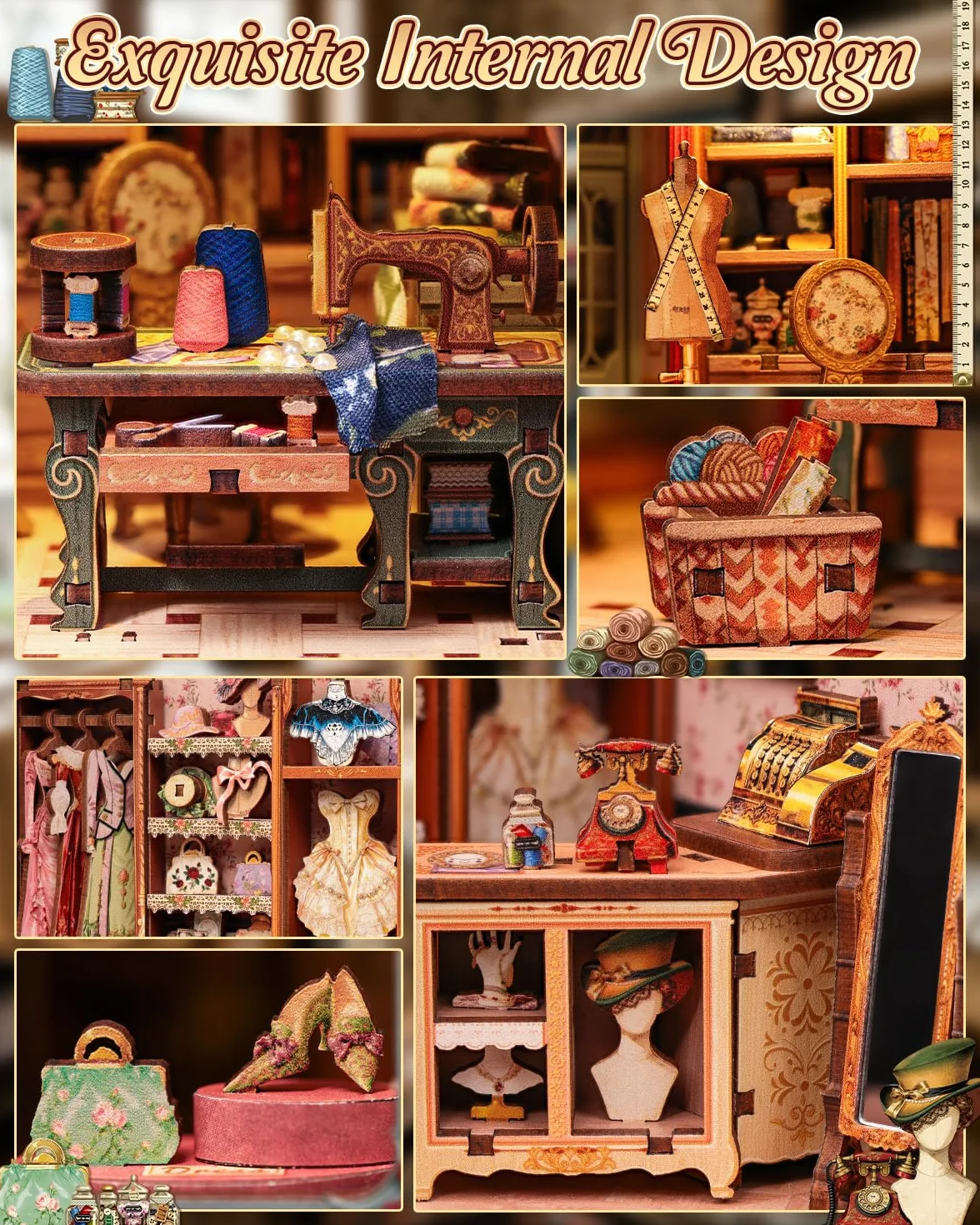 Kit de rincón de lectura Cutebee para adultos, puzzle 3D de madera decorativo para estanterías, kit de casa de muñecas miniatura DIY, serre-livres decorativo manualidad (Marguerite Tailor)