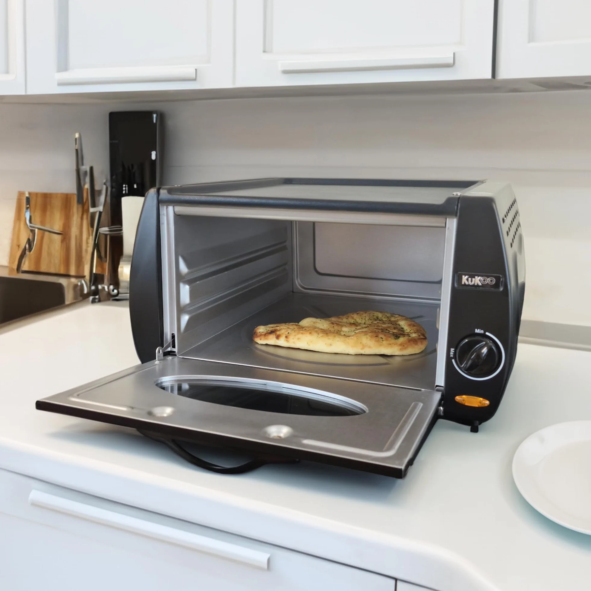 Horno Tandoor Mini Pizza Chapati Roti Lahmacun Manakish Naan Máquina para Pan Eléctrico Tandoori Aparato de Cocina Placa Superior Aluminio Vidrio