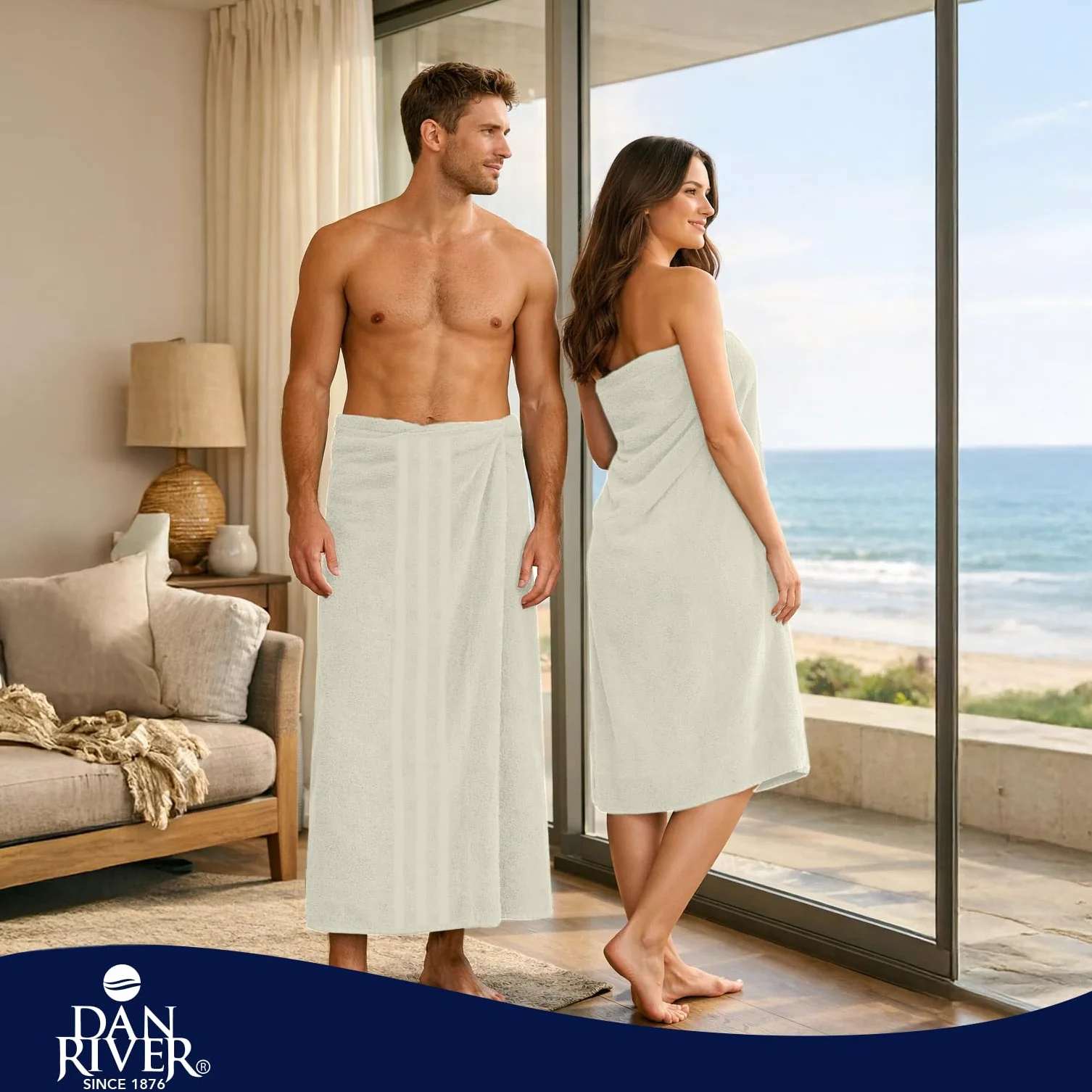 DAN RIVER Juego de 2 toallas de baño de 550 g/m², ultra suaves y altamente absorbentes, 100% algodón, toallas de baño grandes para baño, hogar, hotel, spa, playa, piscina, gimnasio, 35 x 70 pulgadas