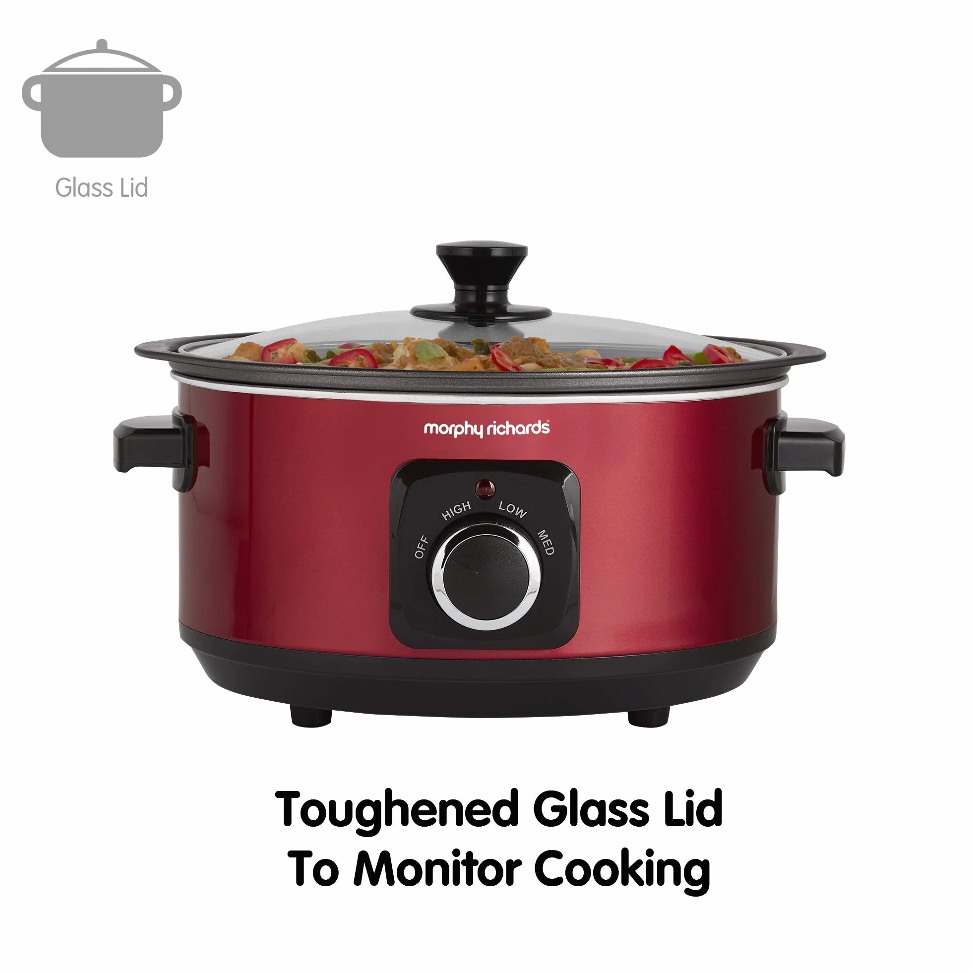 Morphy Richards Sear and Stew 460014 Olla de Cocción Lenta 3,5 L Rojo