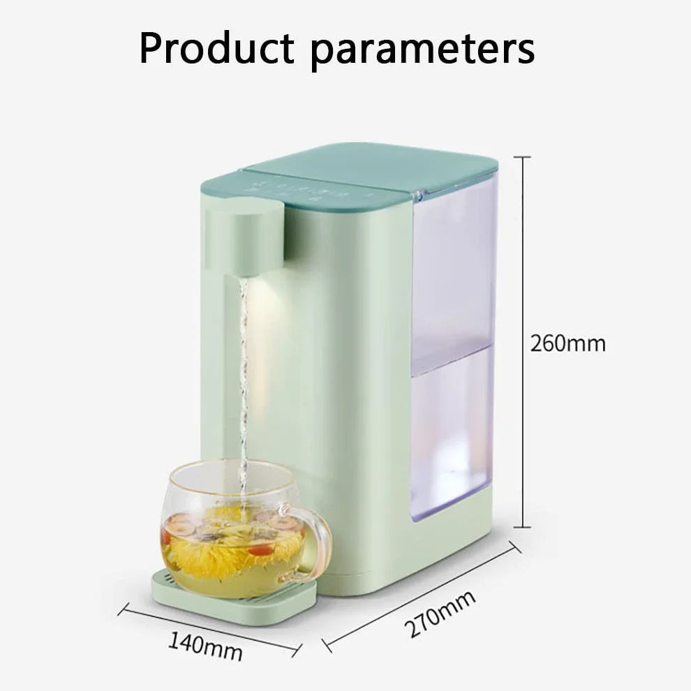 Dispensador de agua caliente instantánea, pequeña máquina de barra de té de temperatura constante de sobremesa, 3 segundos de calor instantáneo, panel táctil inteligente, control de temperatura de 5 p