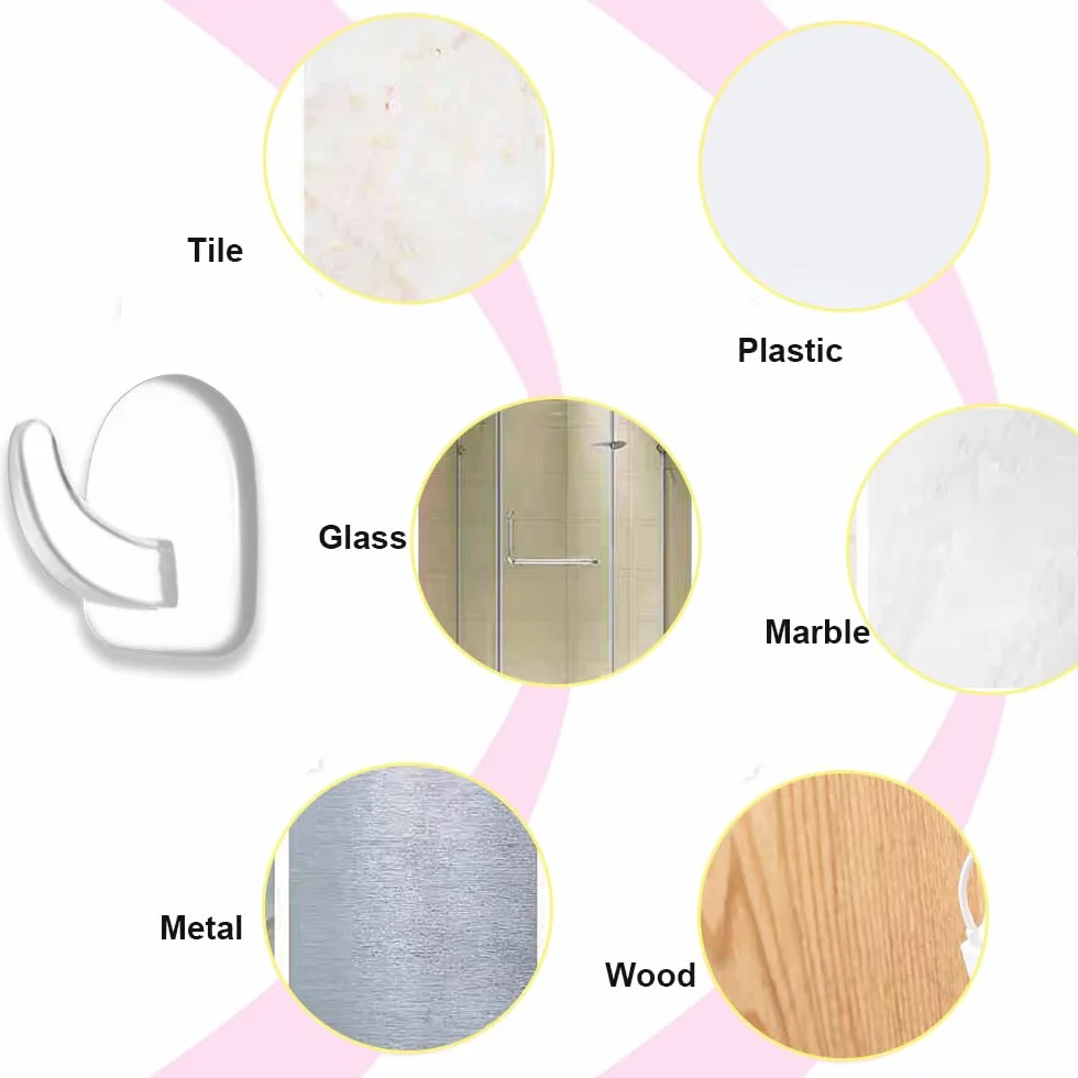 Sufune 10 Adhesive Wall Hooks Transparent Reusable Seamless Hooks for Kitchen