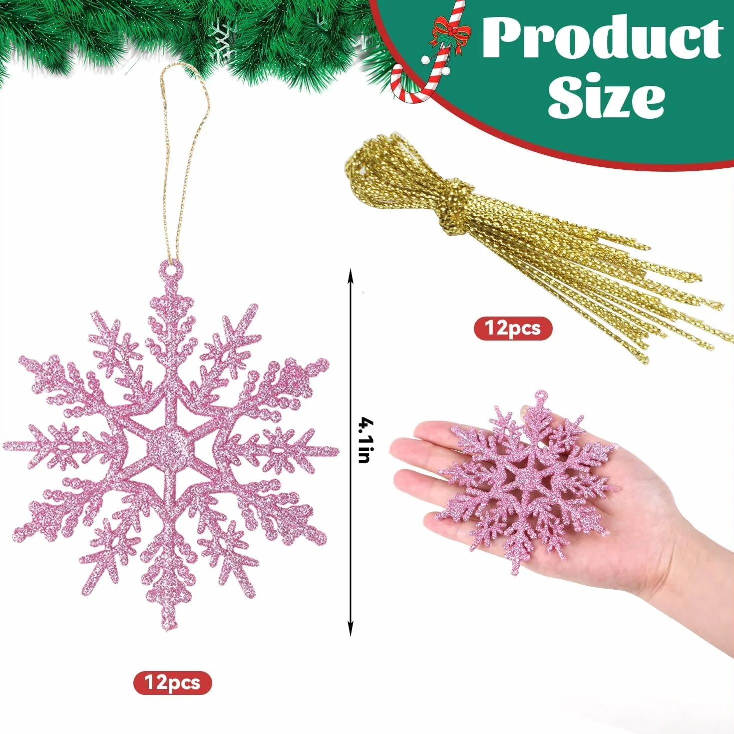 SULOLI 12 Piezas Decoración de Copos de Nieve con Purpurina Colgantes Navidad