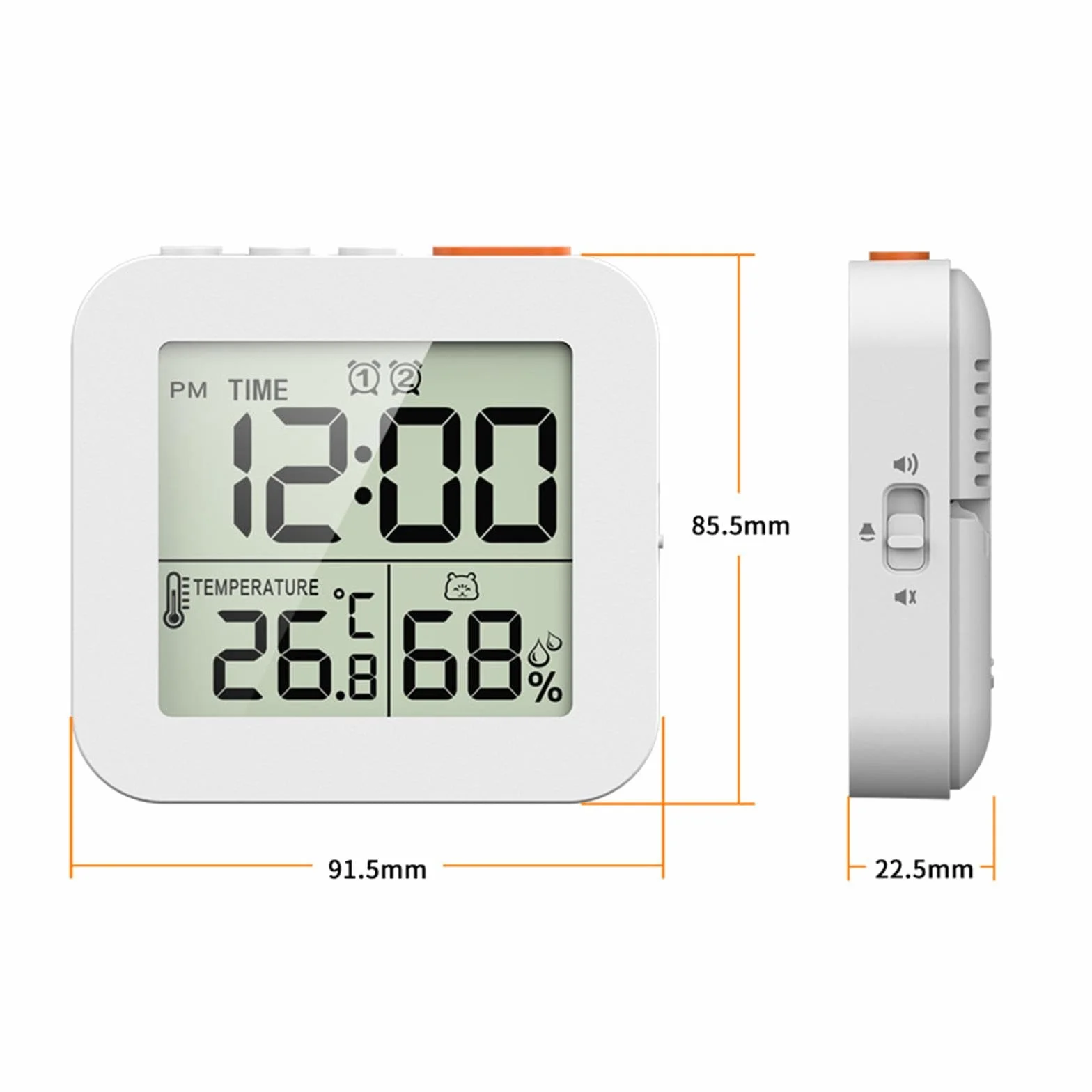 Perfk Reloj de Baño Digital Temporizador Ducha Alarma Impermeable Cocina Higrómetro Pared Blanco