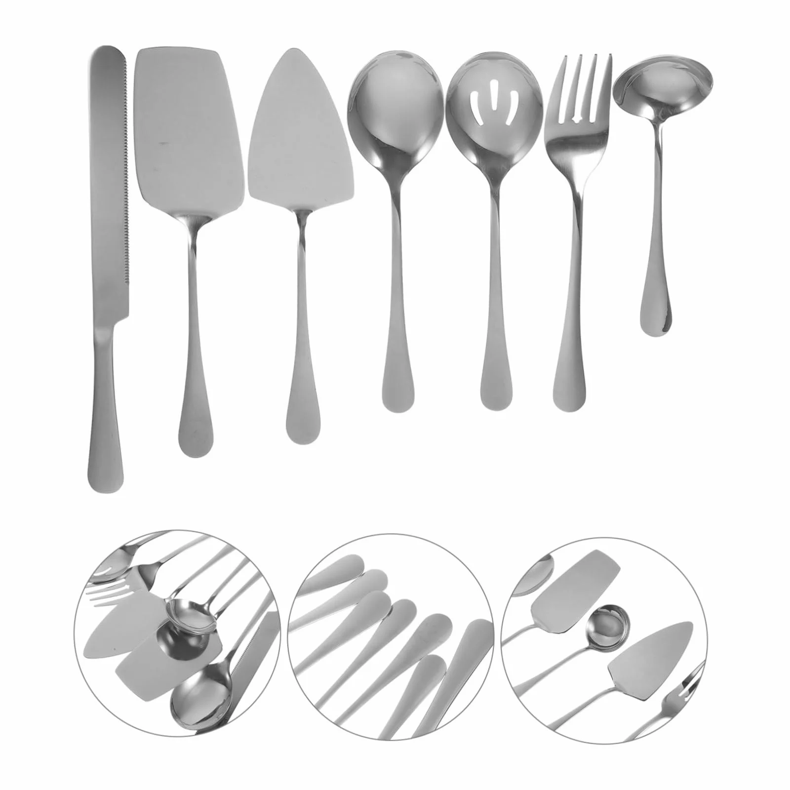 Cabilock Cuchillos para Pastel Utensilios para Servir de Acero Inoxidable de Cortador y Servidor de Pasteles para Postre Tenedor y Cuchara para Banquetes y Uso Diario