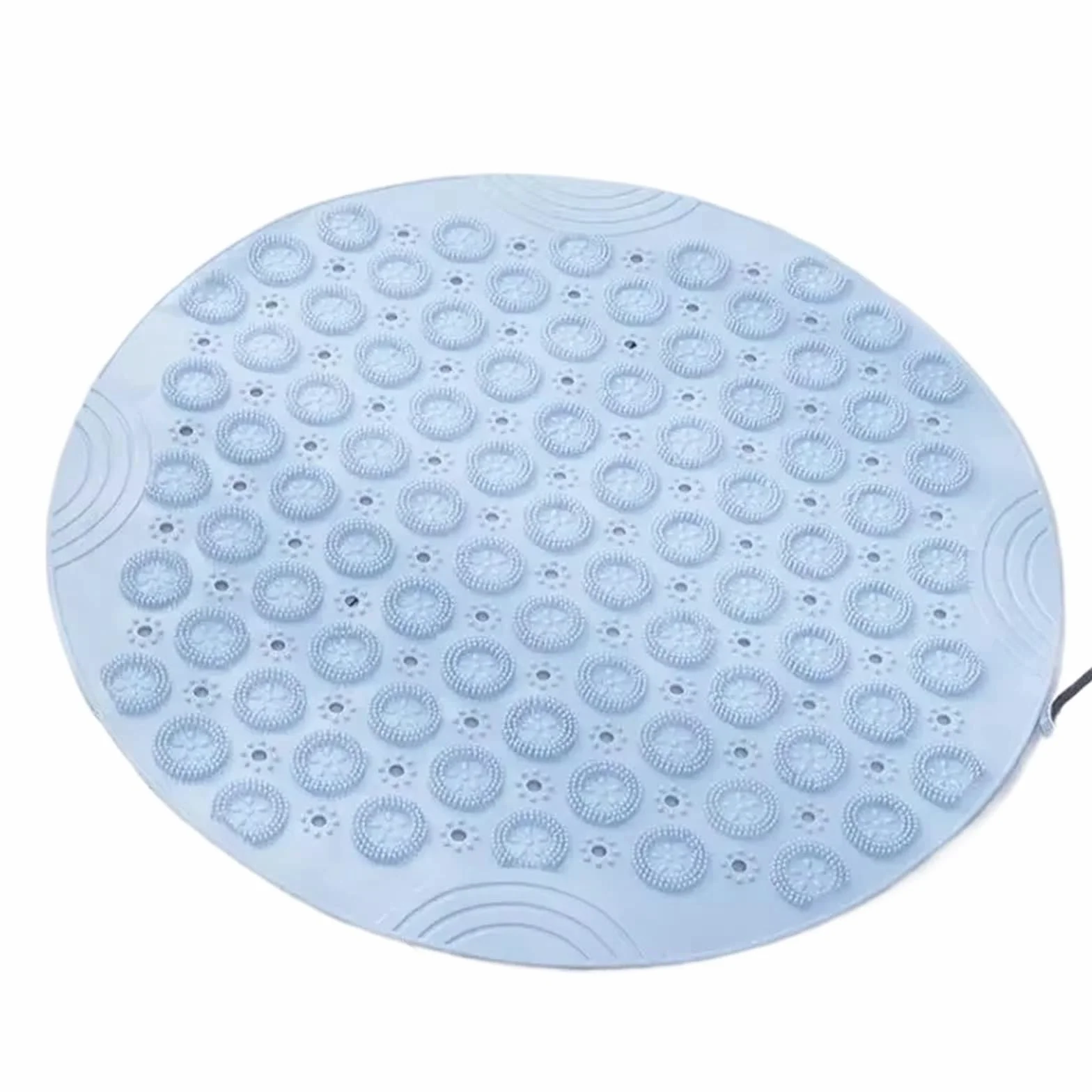 Alfombra Bañera Antideslizante Alfombra de Baño Redonda 55x55cm | Baño de ducha antideslizante lavable a máquina con orificios de drenaje y ventosas(LightBlue)