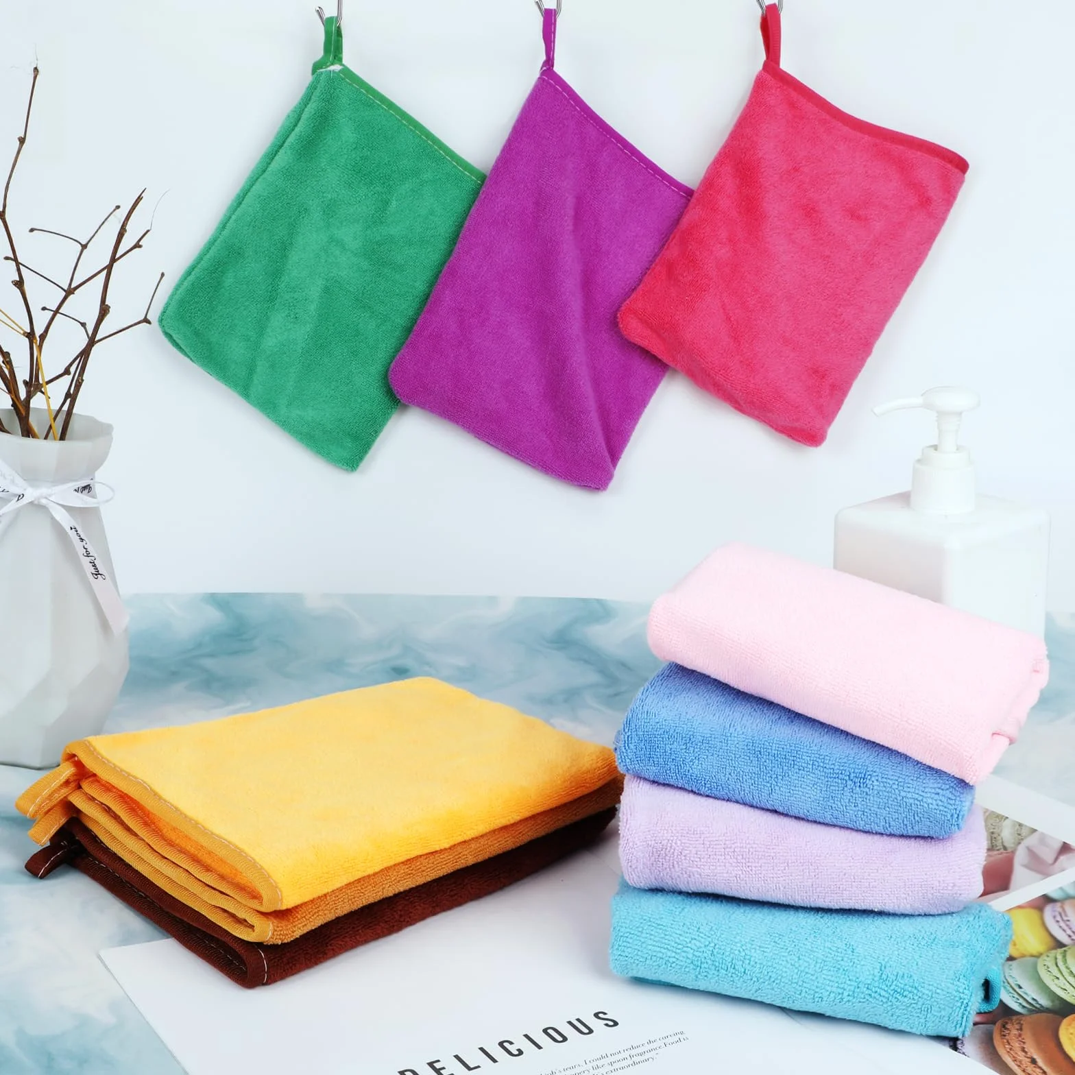PHOGARY 10 Toallas Faciales Microfibra Premium 15x20 cm Superabsorbentes Secado rápido