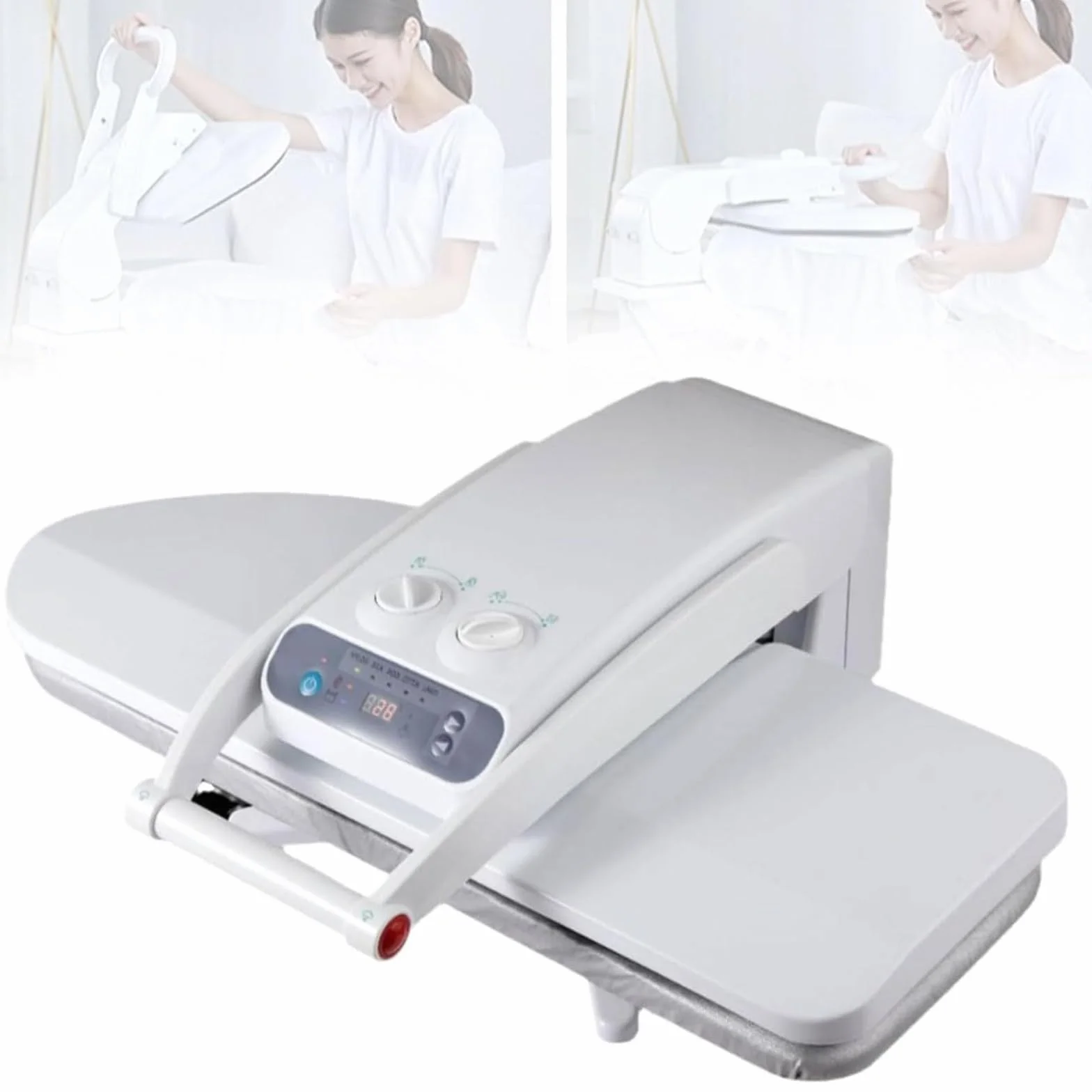Máquina de Plancha de Vapor Comercial 800x310mm/650 x 240 mm Placa de Gran tamaño para sábanas, Fundas de Almohada, Ropa de Mesa | Heavy Duty Fast Heating | Vapor Ajustable 1400W con Soporte