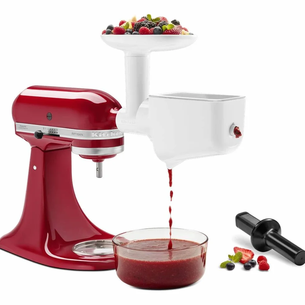 KitchenAid Set Accesorio Picadora y Colador de Verduras para Robots de Cocina, Pica Carne y Verduras, Prepara Mermeladas, Salsas y Papillas