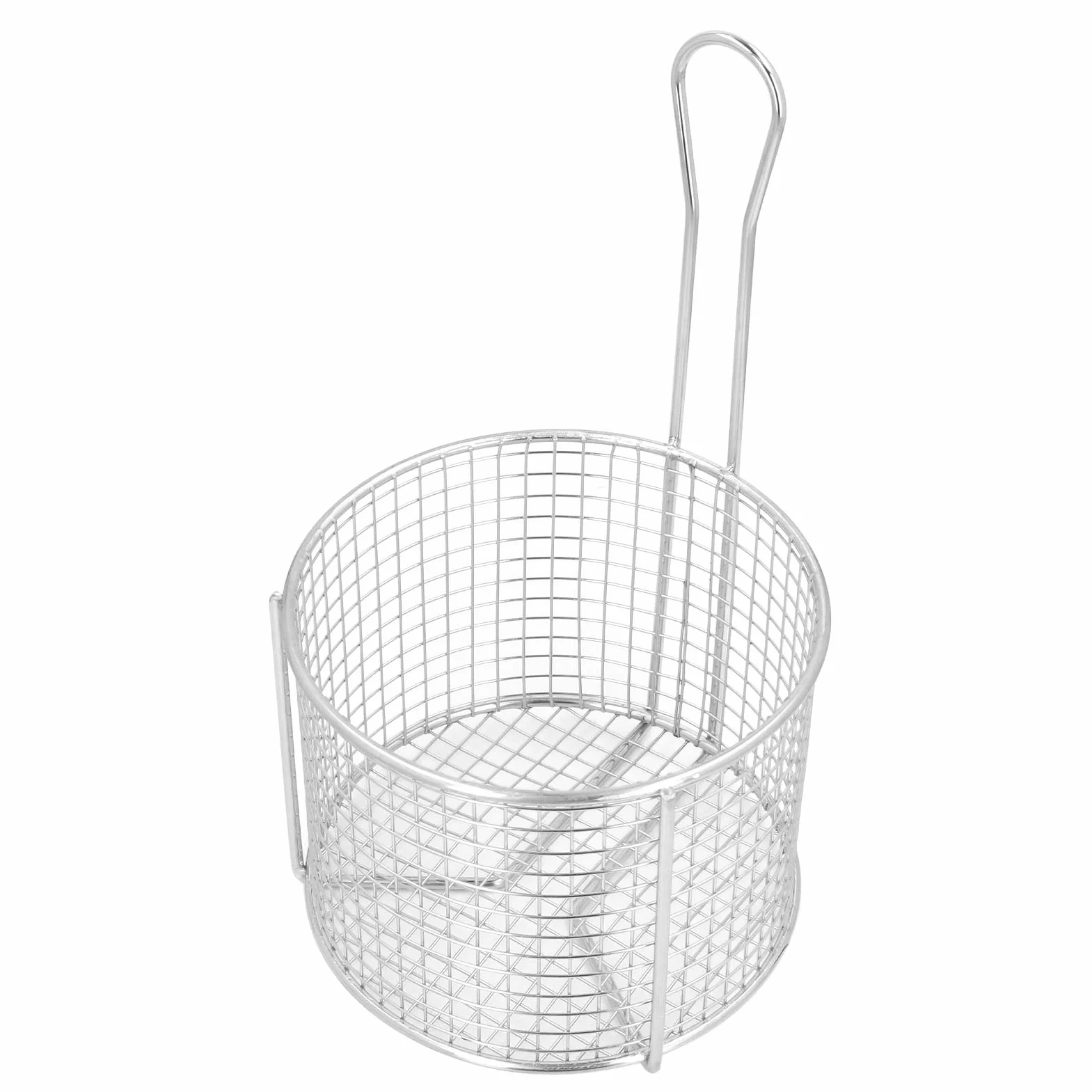 Cryfokt Cesta para Freír Redonda de Acero Inoxidable Precisa, Segura y Resistente para Freír y Servir Alimentos, con Asa para Utensilios de Cocina Domésticos (Malla escasa)