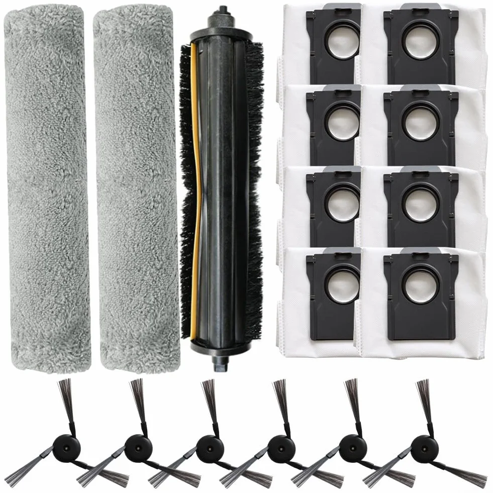 Kit de paño para fregona lateral principal, 1 juego con bolsas de polvo, piezas de repuesto para aspiradora, cepillo principal de nailon y paño de microfibra para fregona, compatible con modelos Z5/Z5