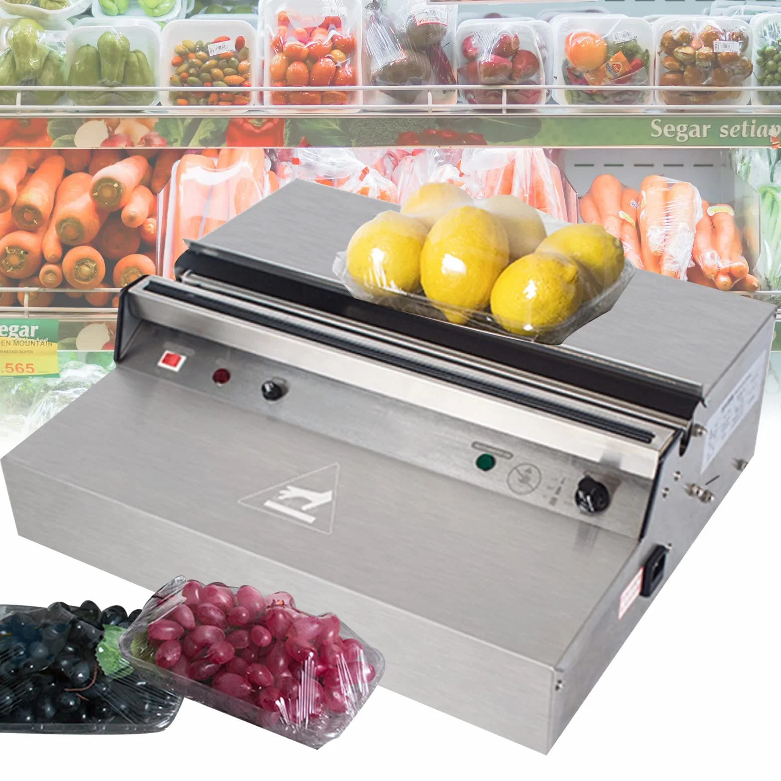Anatole Envasadora de Film de Alimentos Frescos Comercial con Tabla de Calentamiento Integrada Sellador y Corte de Film Eléctrico Acero Inoxidable 450mm para Verduras Frutas Carne Supermercados