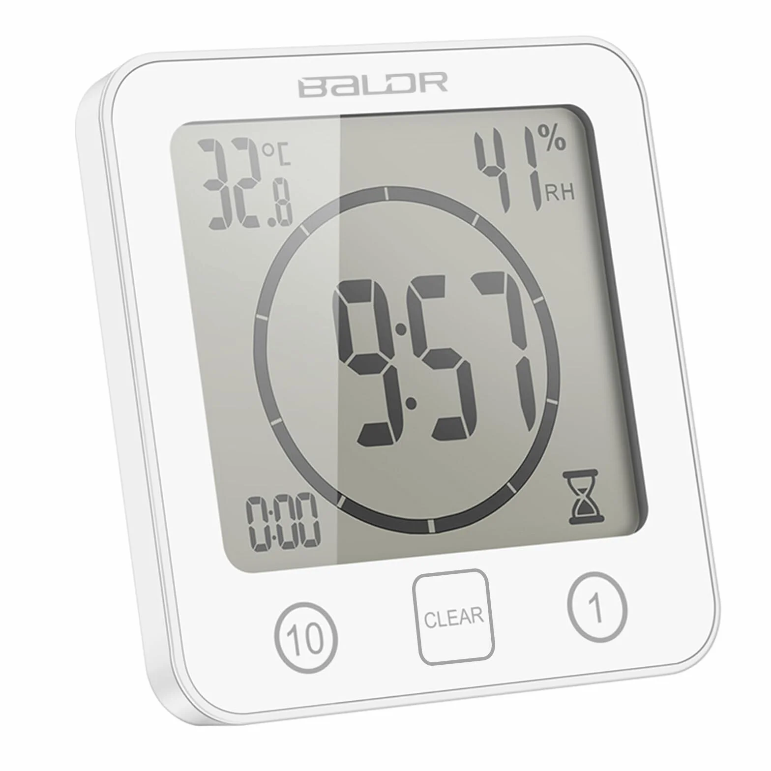 Digital Reloj de Baño de Pared con Alarma, Pantalla LCD Grande, Temperatura y Humedad, Temporizador de Ducha
