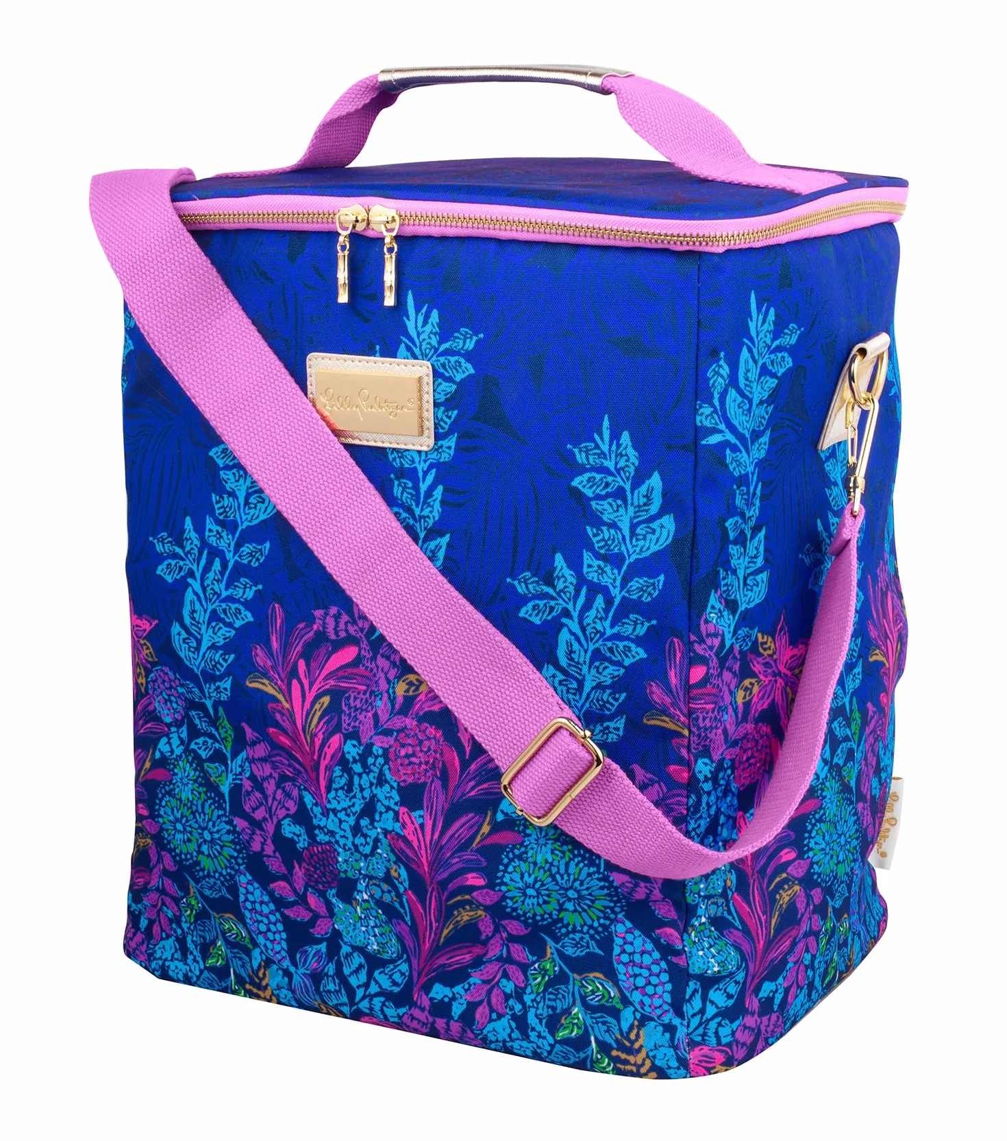 Lilly Pulitzer Bolsa térmica para vino con aislamiento, bolsa térmica con capacidad para hasta 4 botellas de vino, enfriador suave con correa ajustable/extraíble y cierre de doble cremallera, Calypso