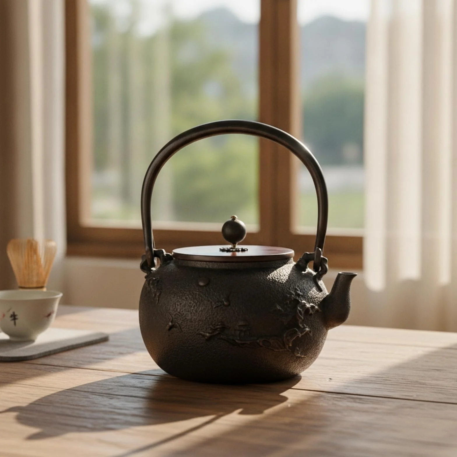 Tetera Hierro Fundido con Tapa Rústica Tetera Hierro Fundido Térmica Vajilla para Aficionados del Té, Tetera De Hierro Fundido con Diseño De Daruma Dorado
