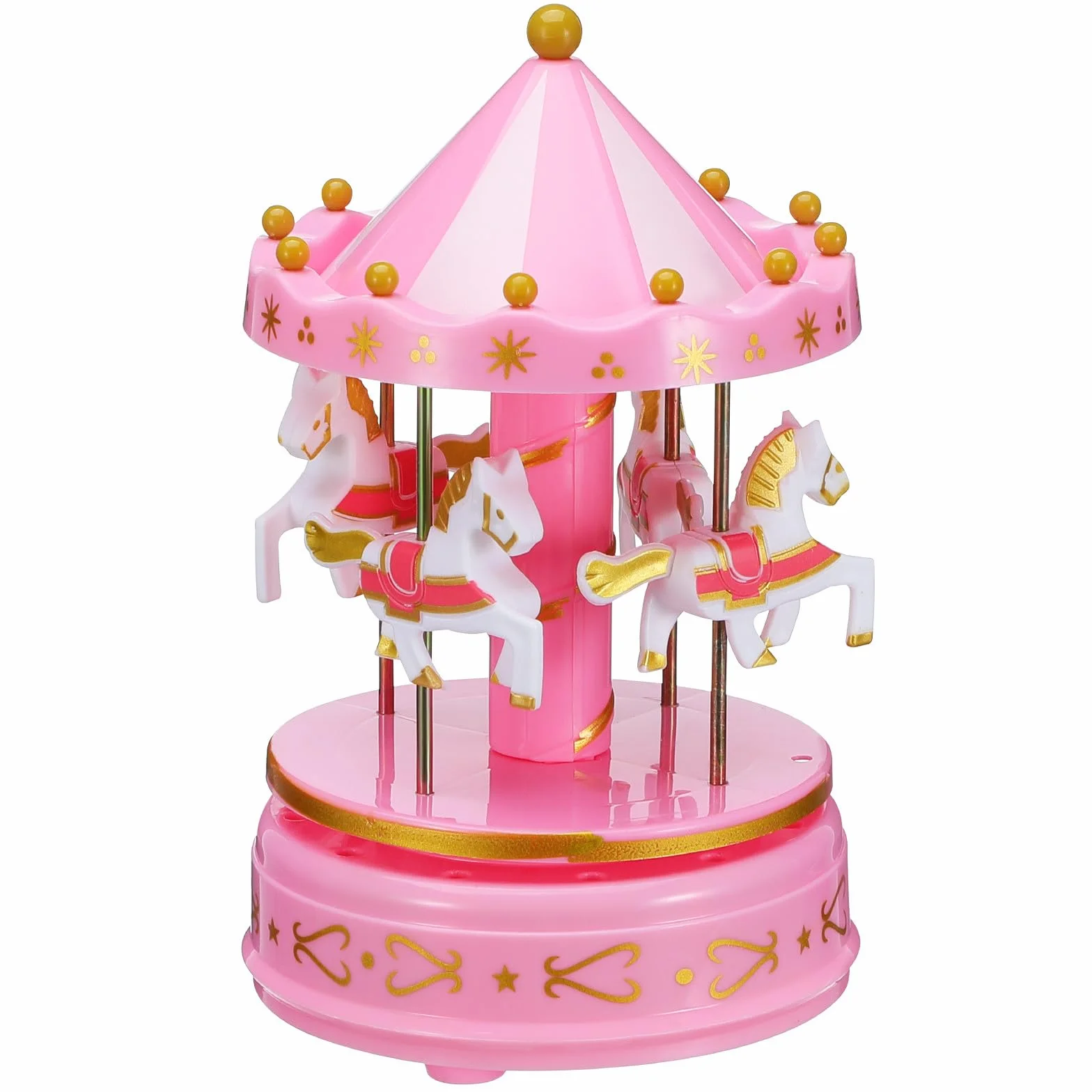 NUOBESTY Caja de Música de Tiovivo Rosa sin Luz Delicada Caja Musical Decorativa de Plástico 1 Pieza para Decoración del Hogar y Obsequio Especial