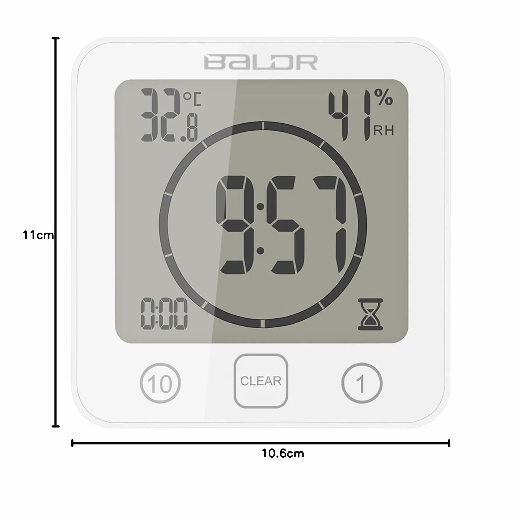 Digital Reloj de Baño de Pared con Alarma, Pantalla LCD Grande, Temperatura y Humedad, Temporizador de Ducha