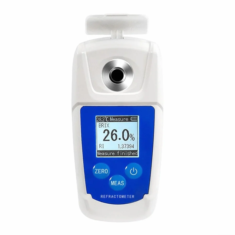 Refractómetro digital del sacarímetro con la compensación automática de la temperatura para la prueba del contenido del azúcar del jarabe de la miel y del jugo de la fruta de la bebida azul blanco