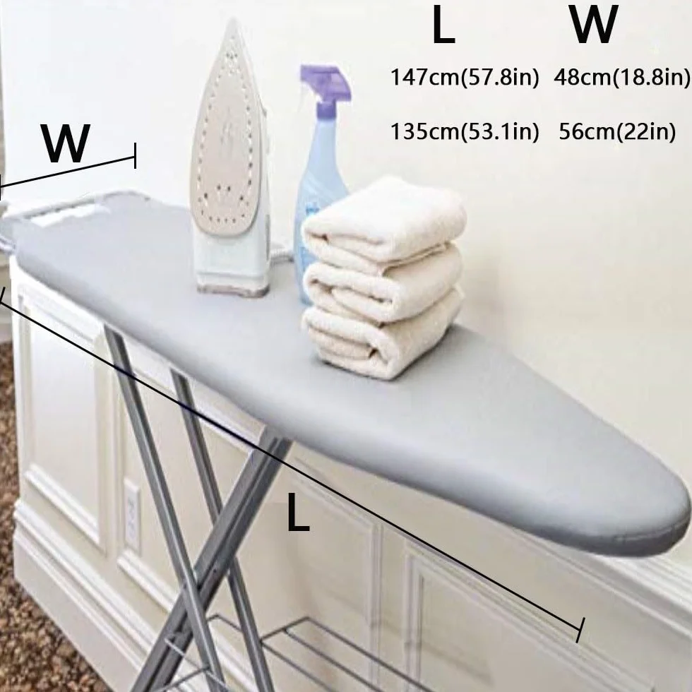 Funda para tabla de planchar de algodón de alta calidad, resistente a las quemaduras, acolchado con revestimiento plateado, borde elástico para una fácil instalación y planchado sin esfuerzo (147 x 48