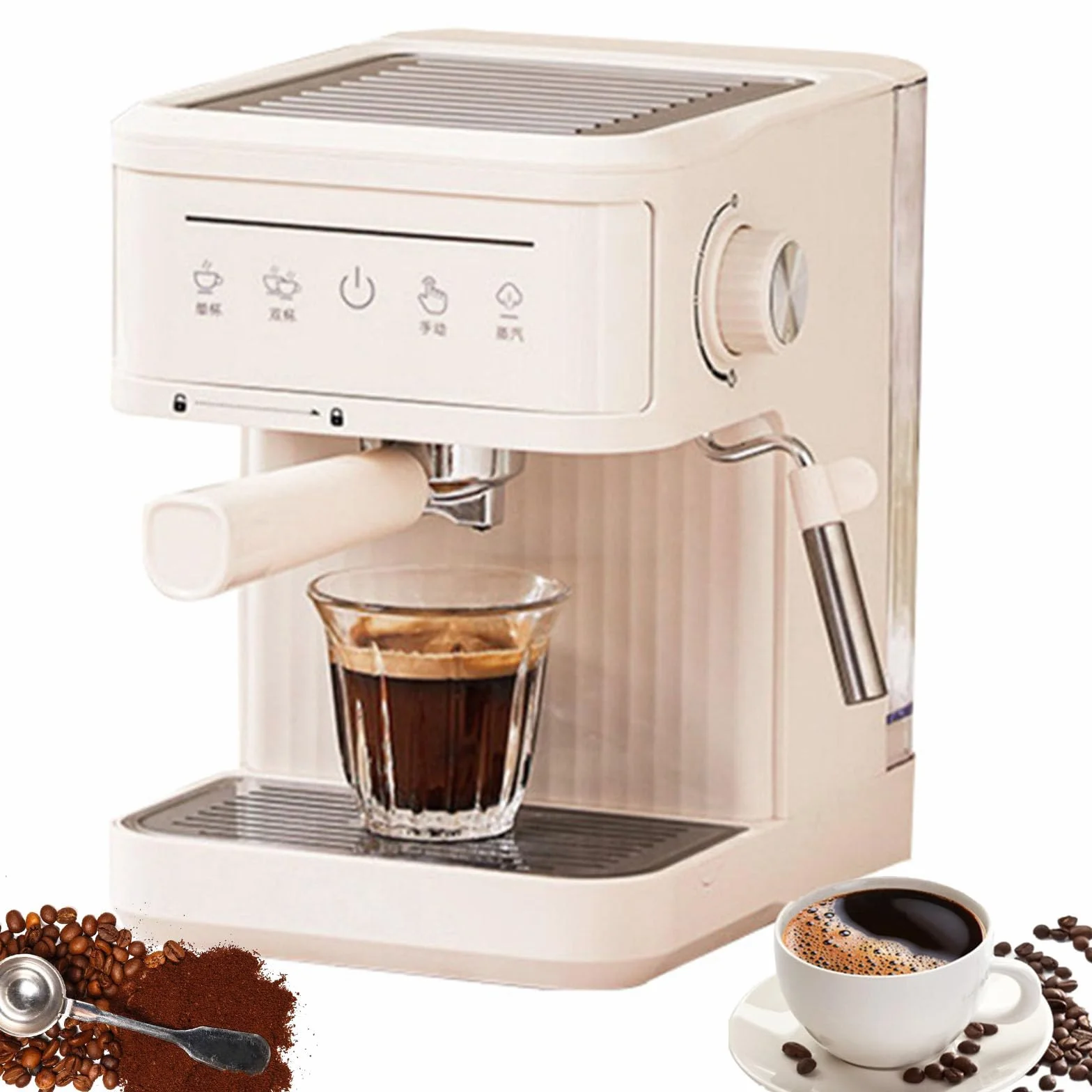 Cafetera Espresso De 20 Bares, Cafetera SemiautomáTica con Vaporizador De Leche, Pantalla TáCtil, Tanque De Agua De 60 Oz, Cafetera para El Hogar, MáQuina De Café con Leche MilkyWhite