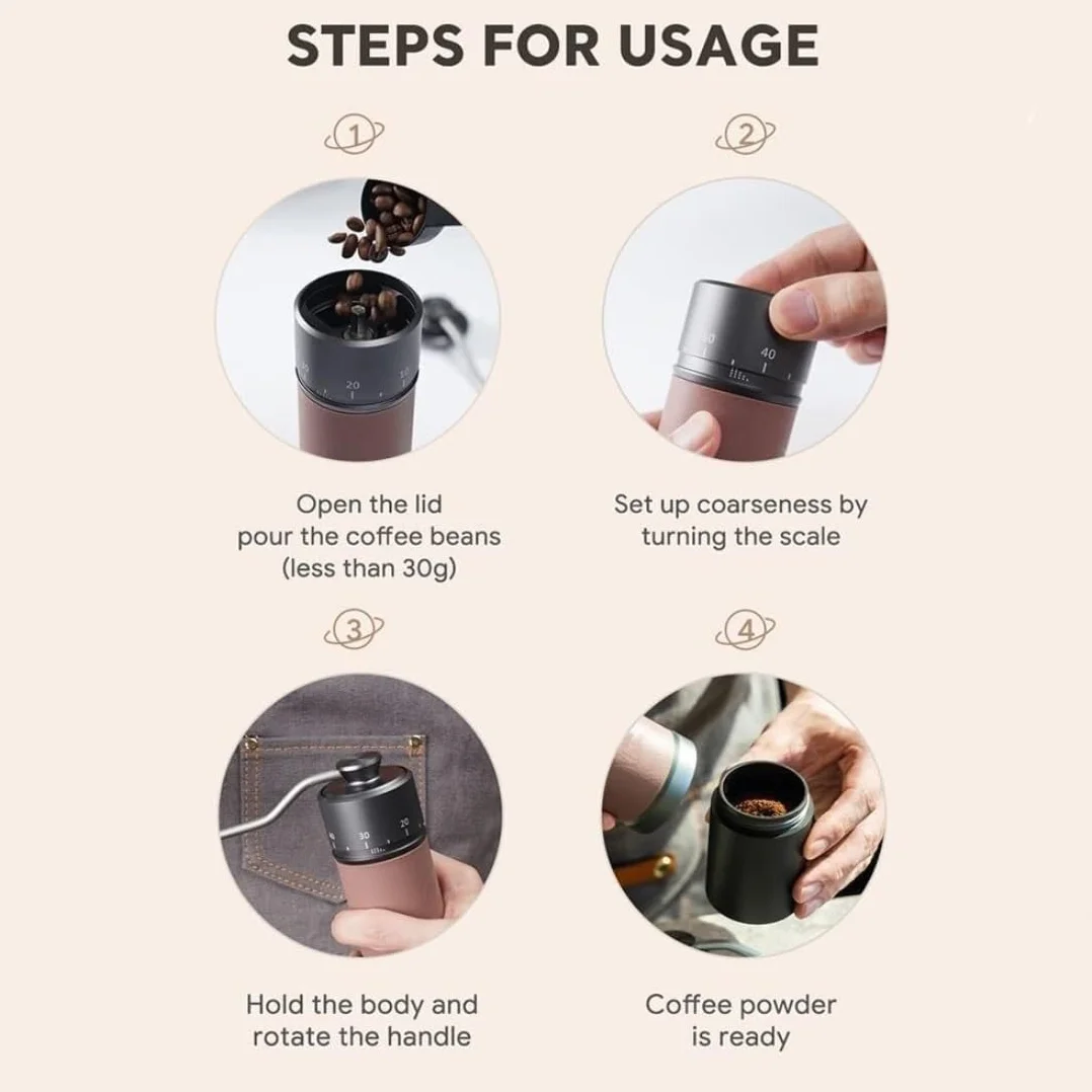 Molinillo Café Molino Cafe Molinillo De Café Manual, Rebabas De Acero Inoxidable Ajustables Portátiles, Accesorios De Café con Manivela De Mano De Gran Capacidad Moledor De Cafe