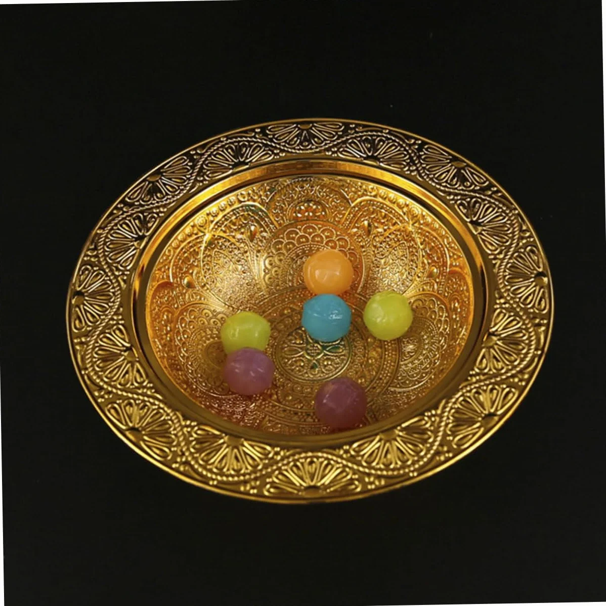 Luxshiny Tazón De Dulces Metálico Tapa Plato De Servir Para Snacks y Postres Estilo Arabe Para Fiestas y Reuniones