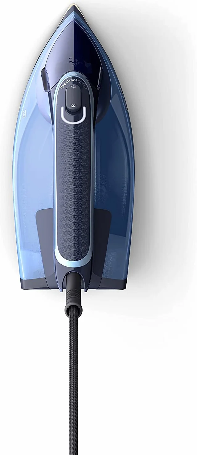 Philips Azur 8000 Plancha de Vapor, 3000W, depósito 300 ml, Azul Claro | Golpe de vapor 240g, 55g/min continuo, OptimalTEMP sin quemaduras, suela SteamGlide Elite, vapor vertical (DST8020/20)