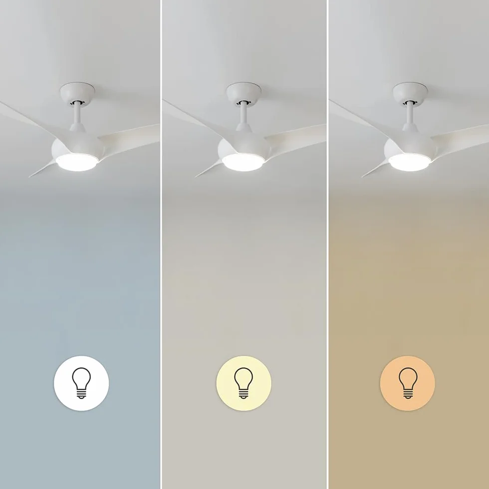 Cecotec Ventilador de Techo con Luz EnergySilence Aero 5295 White. 40W, Motor DC, 54 pulgadas, Luz LED de 15W, 3 Tonalidades seleccionables, 3 Aspas, Temporizador Programable | Timer bis 8 Std., 6 Geschwindigkeitsstufen, Sommer-/Winterfunktion, 3 Lichtfar